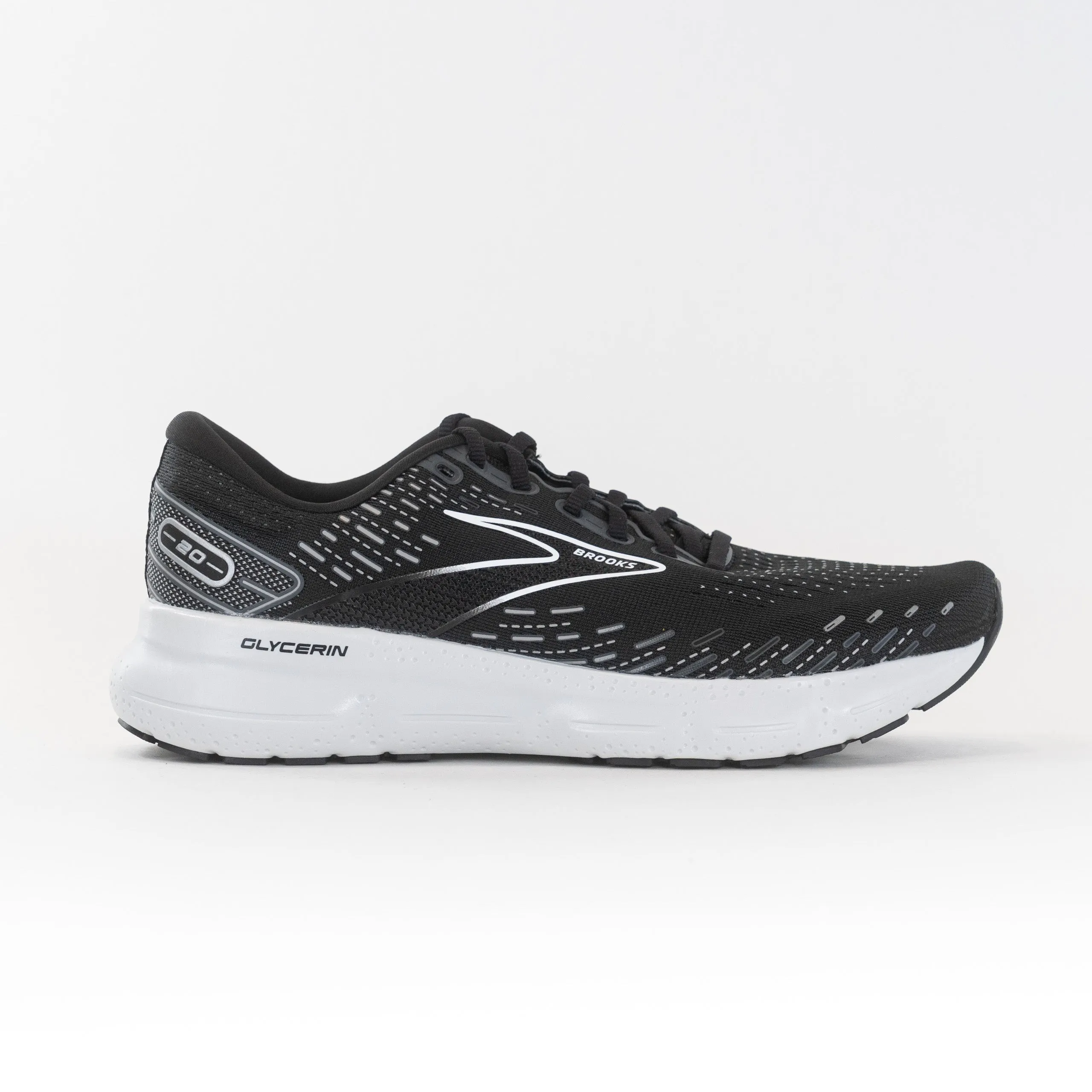 Brooks Glycerin 20 (Mens) - Black/White/Alloy street speed