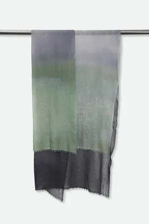 CHARCOAL FERN SCARF IN HAND DYED CASHMERE dream layers