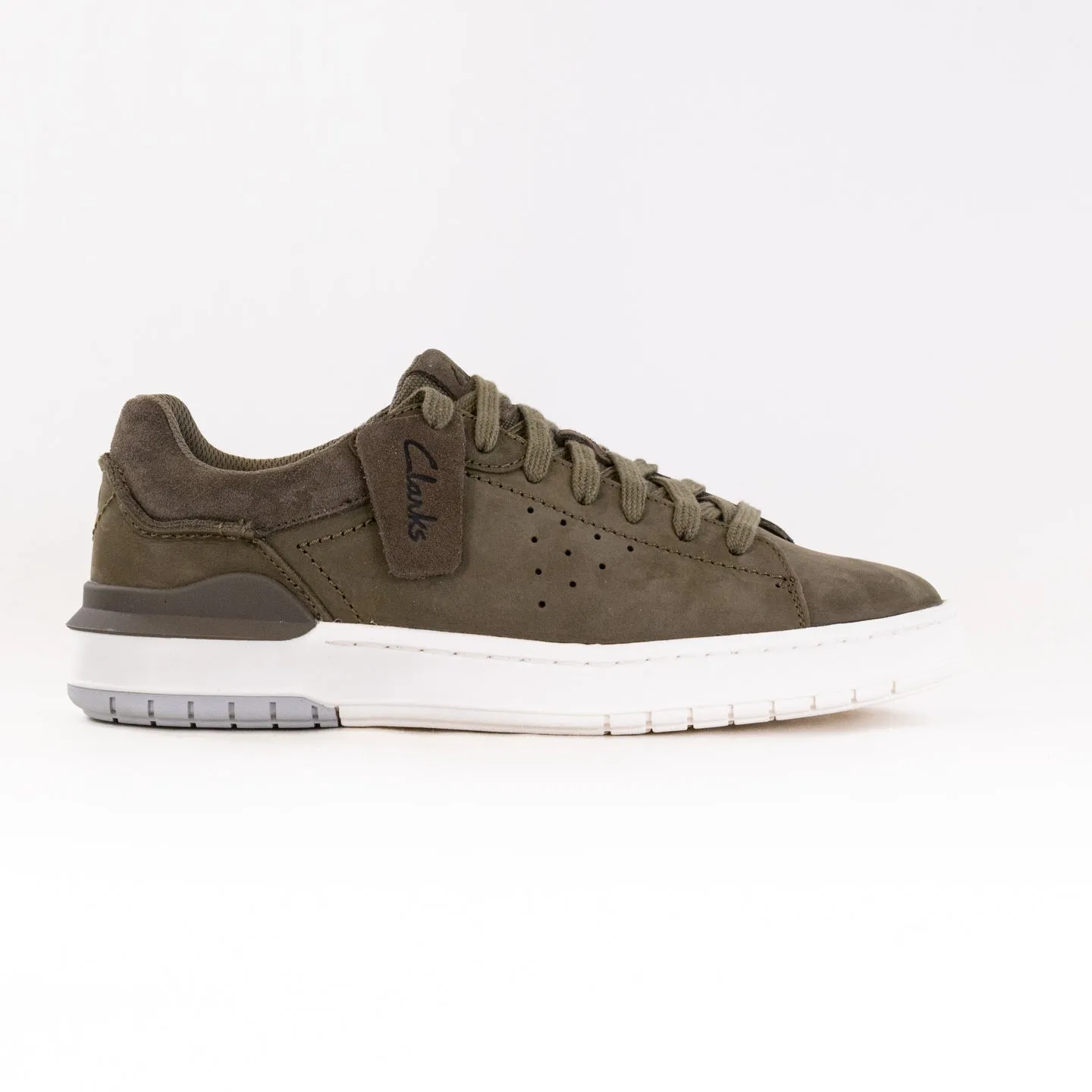 Clarks Courtlite 2 Run (Men's) - Olive Nubuck wide fit