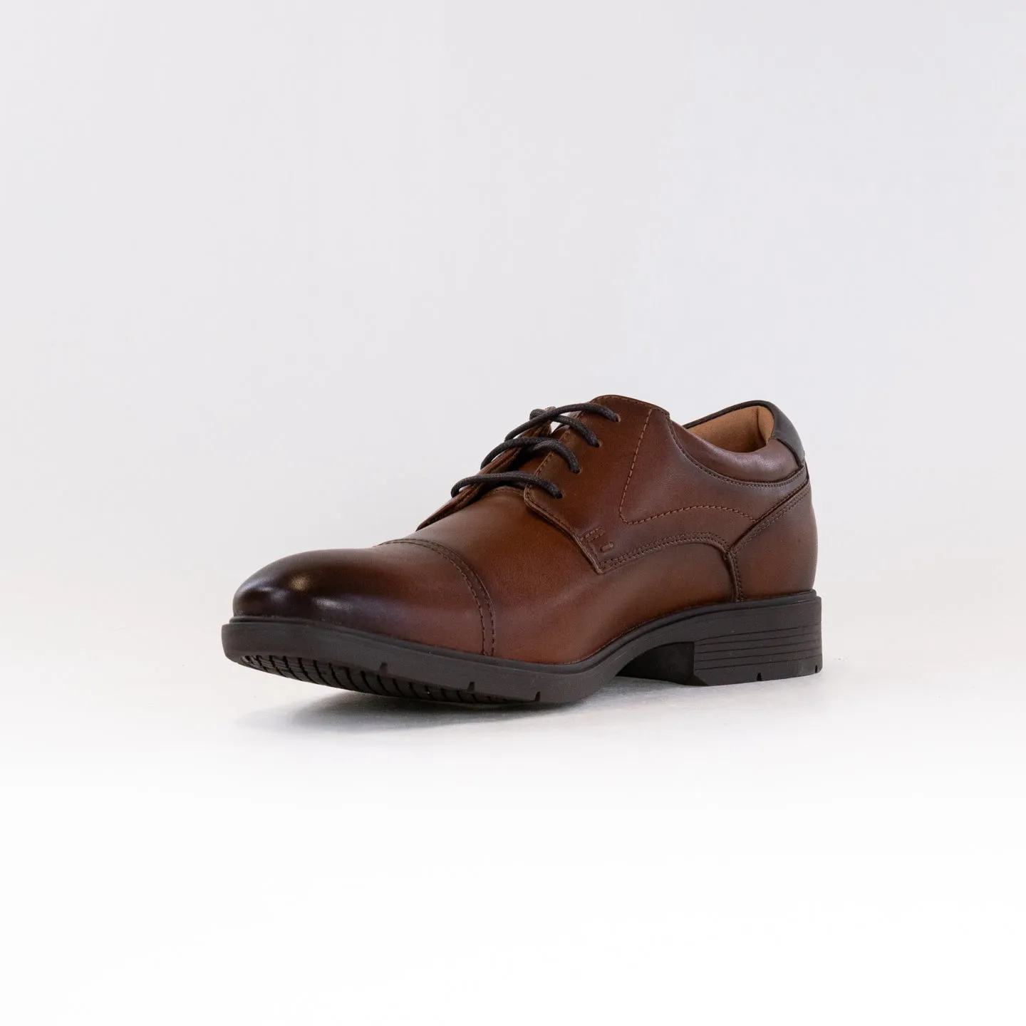 Clarks Eldredge Cap Toe Oxford (Men's) - Dark Tan Leather stable foot