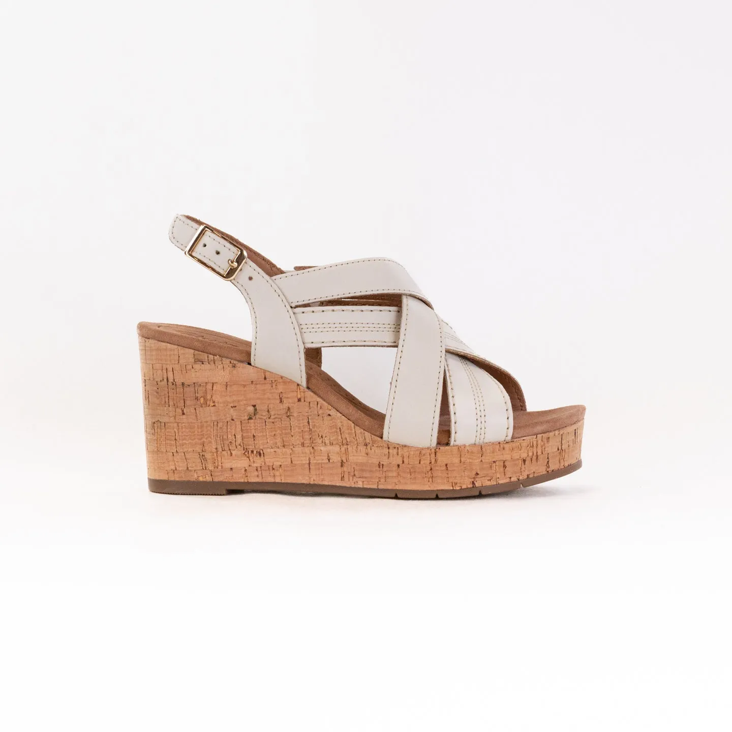 Clarks Sabina Sling (Women's) - Creme Leather Street Ready