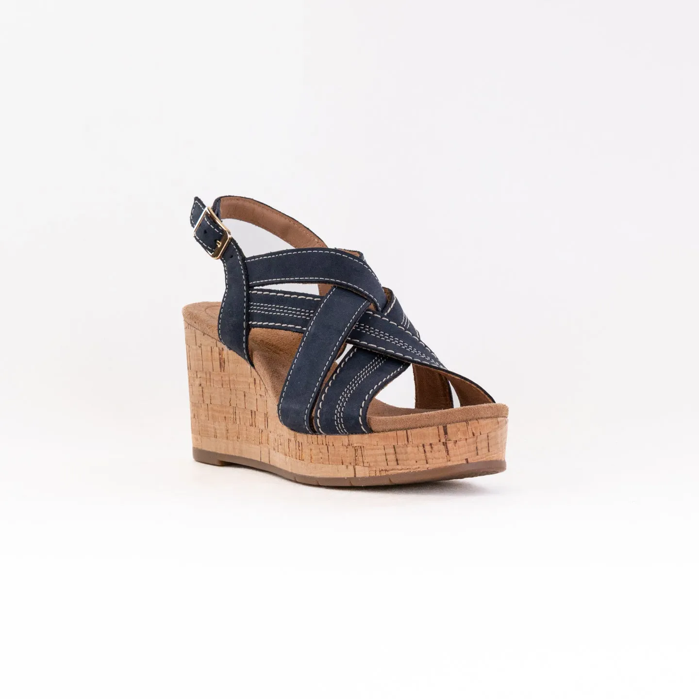 Clarks Sabina Sling (Women's) - Navy Nubuck Skin Breath