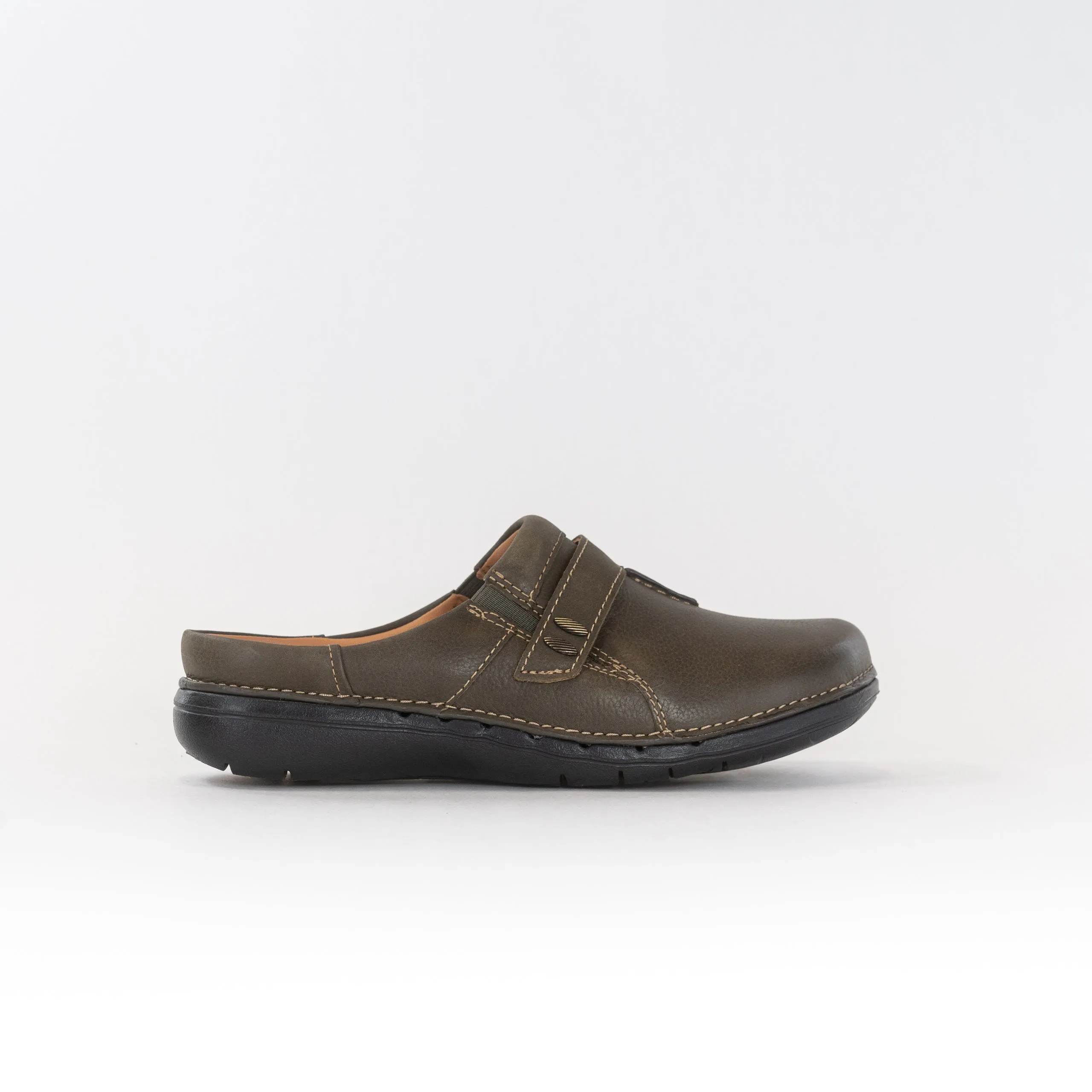 Clark's Un Loop Ease (Women's) - Dark Olive Leather toe lock