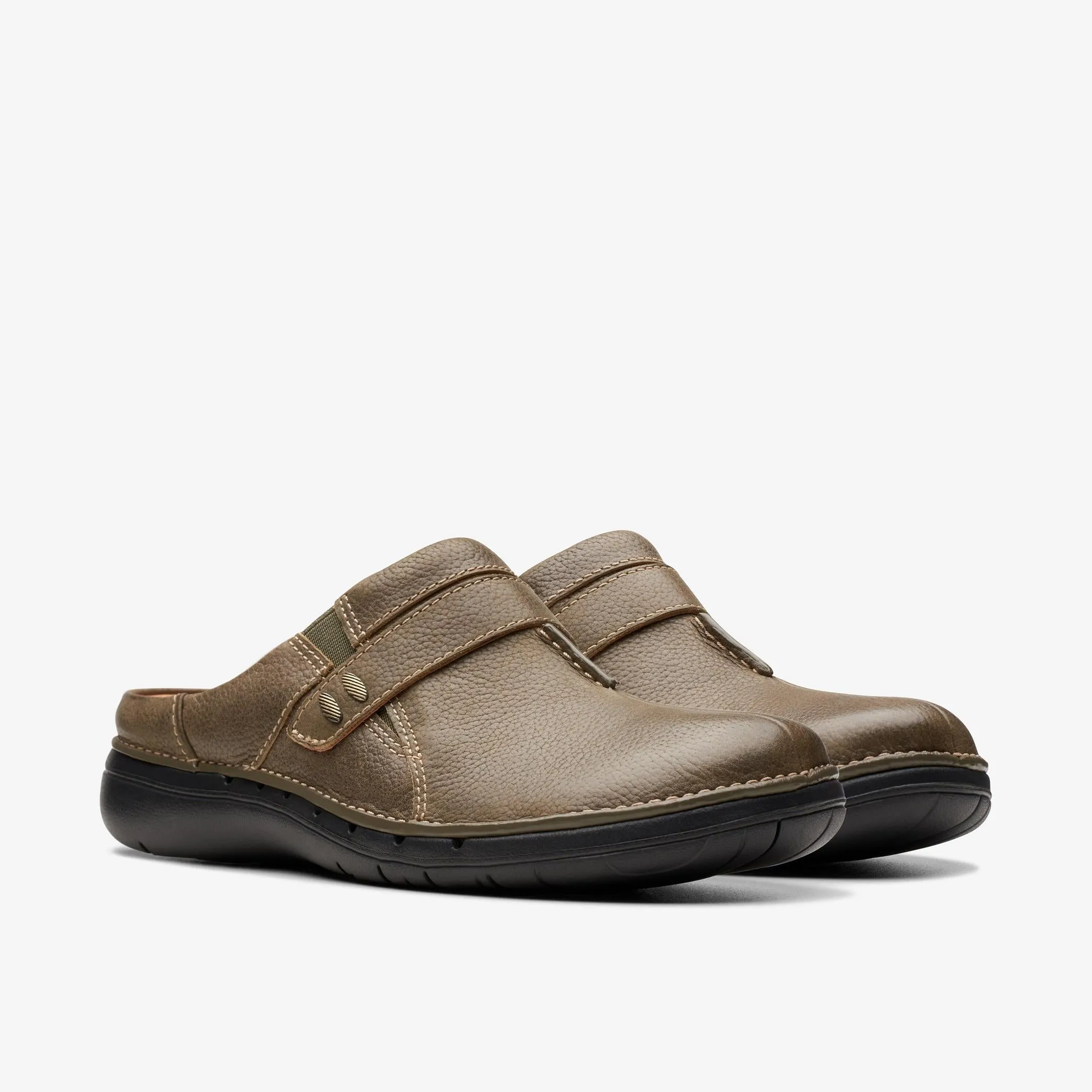 Clark's Un Loop Ease (Women's) - Dark Olive Leather ground guard