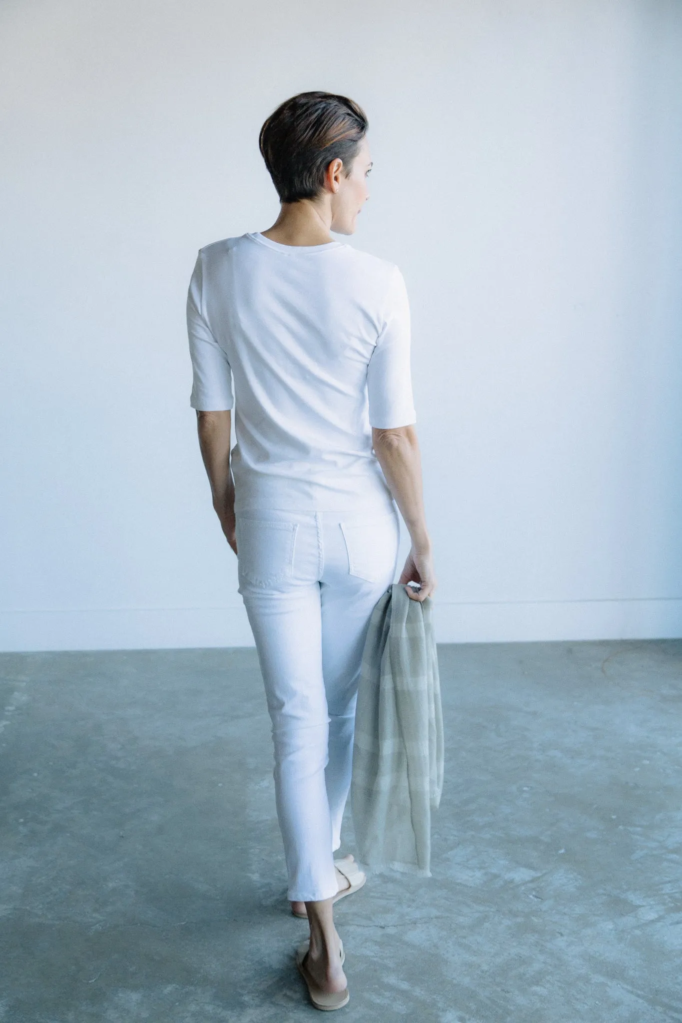 CORE COLLECTION ELBOW SLEEVE CREW IN PIMA COTTON STRETCH ultra soft