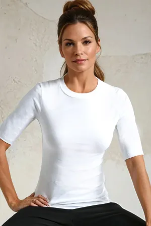 CORE COLLECTION ELBOW SLEEVE CREW IN PIMA COTTON STRETCH peace mood CORE COLLECTION ELBOW SLEEVE CREW IN PIMA COTTON STRETCH holiday pick