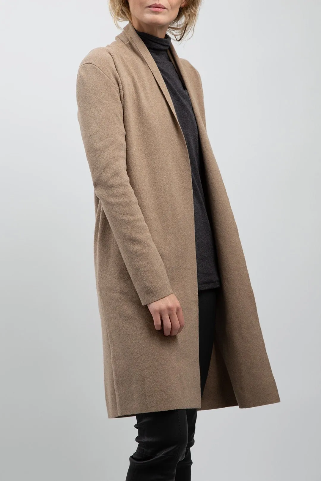 CORNELIA DUSTER IN DOUBLE KNIT HEATHERED PIMA COTTON LIMITED EDITION COLORS silky smooth