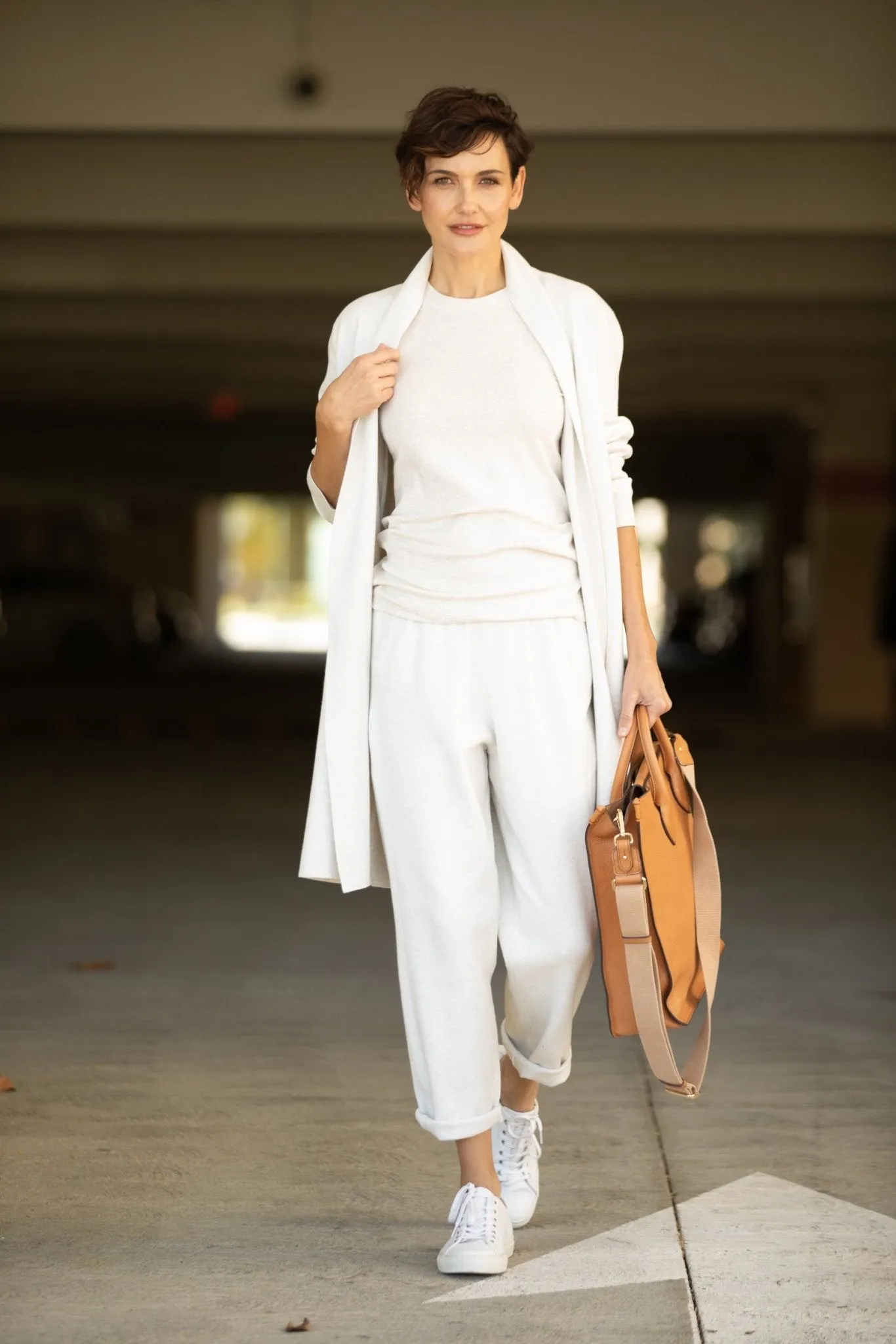 CORNELIA DUSTER IN DOUBLE KNIT HEATHERED PIMA COTTON slim fit