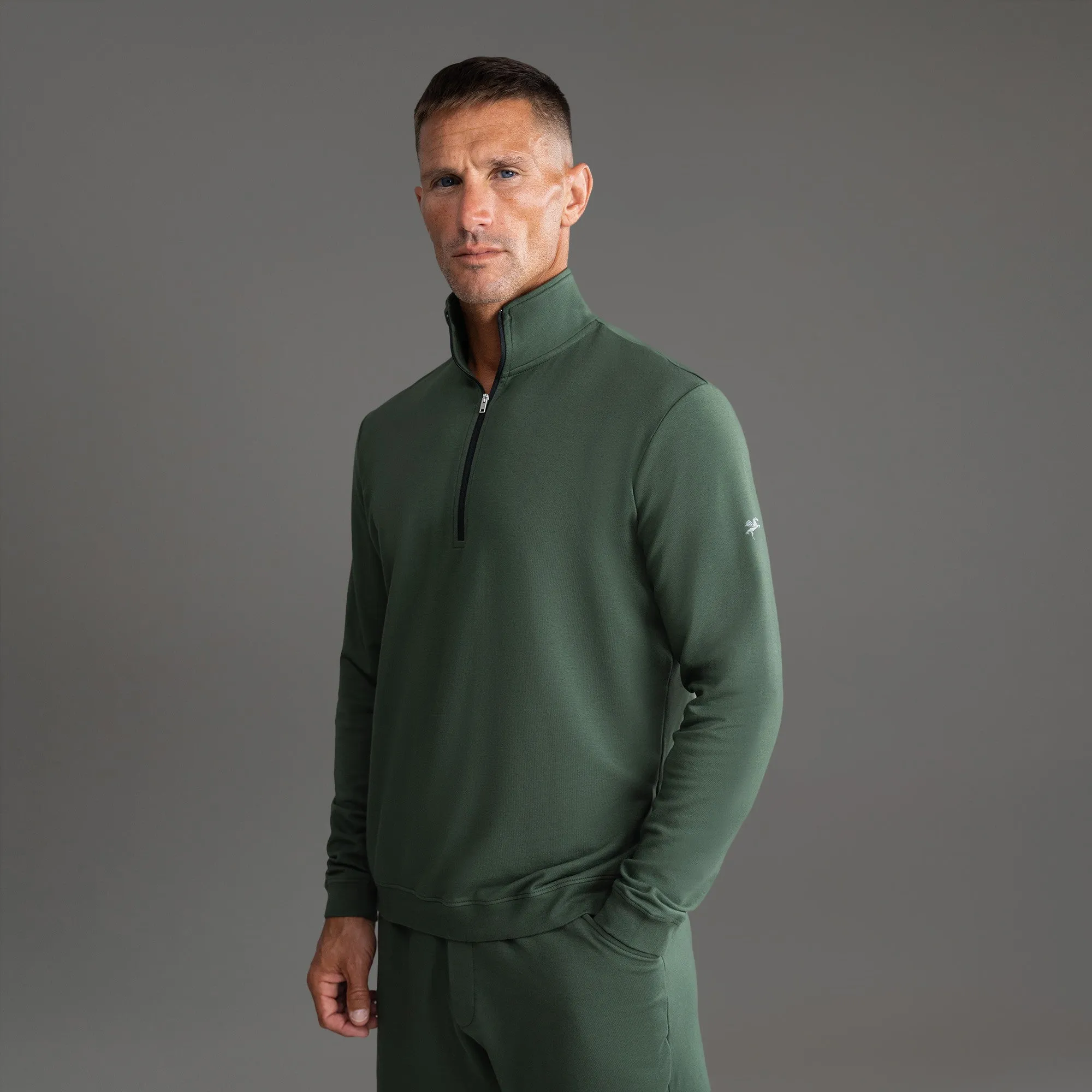 Cumulus Quarter Zip - Moss romantic tone