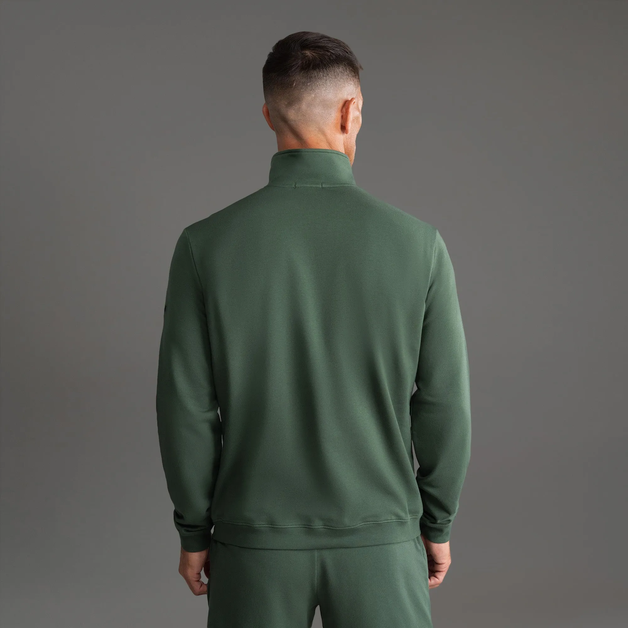 Cumulus Quarter Zip - Moss preppy style