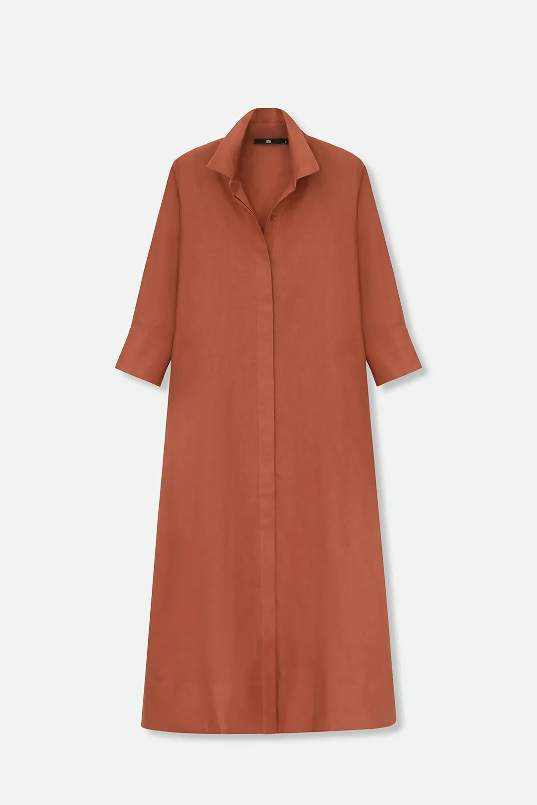 DANNI DRESS IN ITALIAN LINEN BRICK date outfit