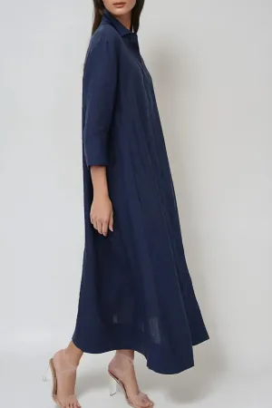 DANNI DRESS IN ITALIAN LINEN NAVY summer mood