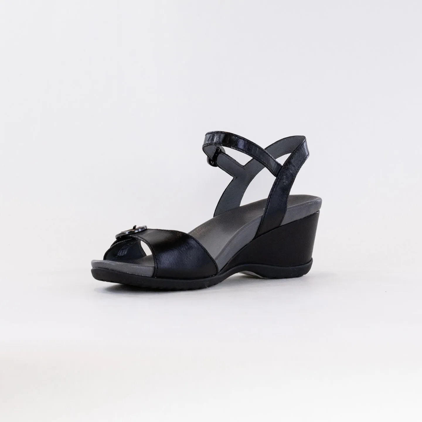 Dansko Arielle (Women's) - Black Glazed Kid Leather Subtle Style