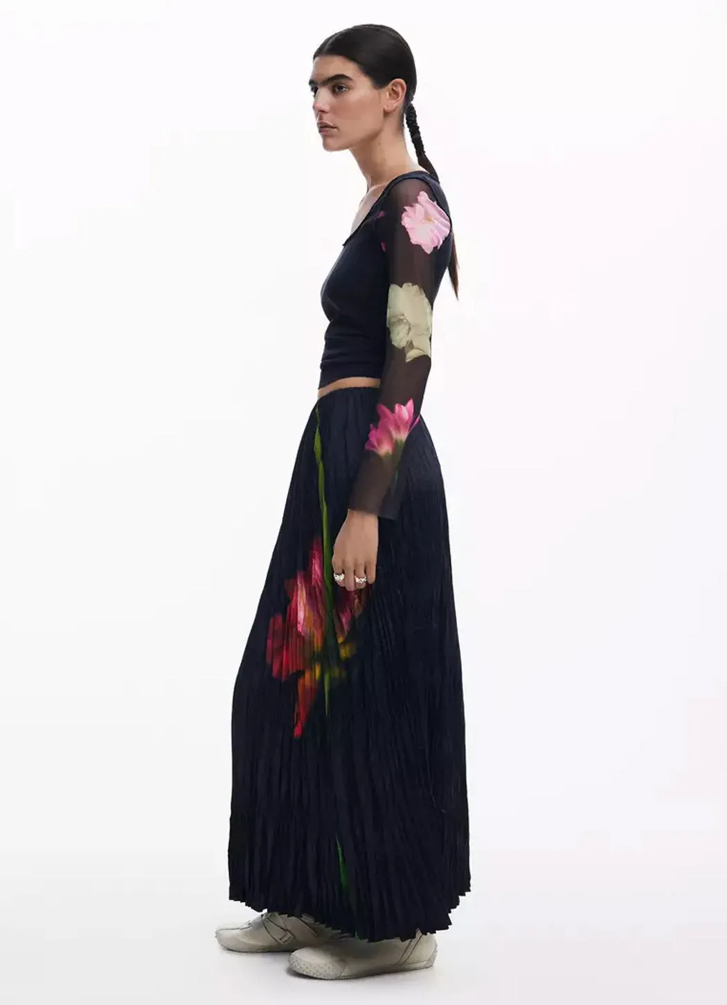 Desigual Floral Texture Skirt easy layering