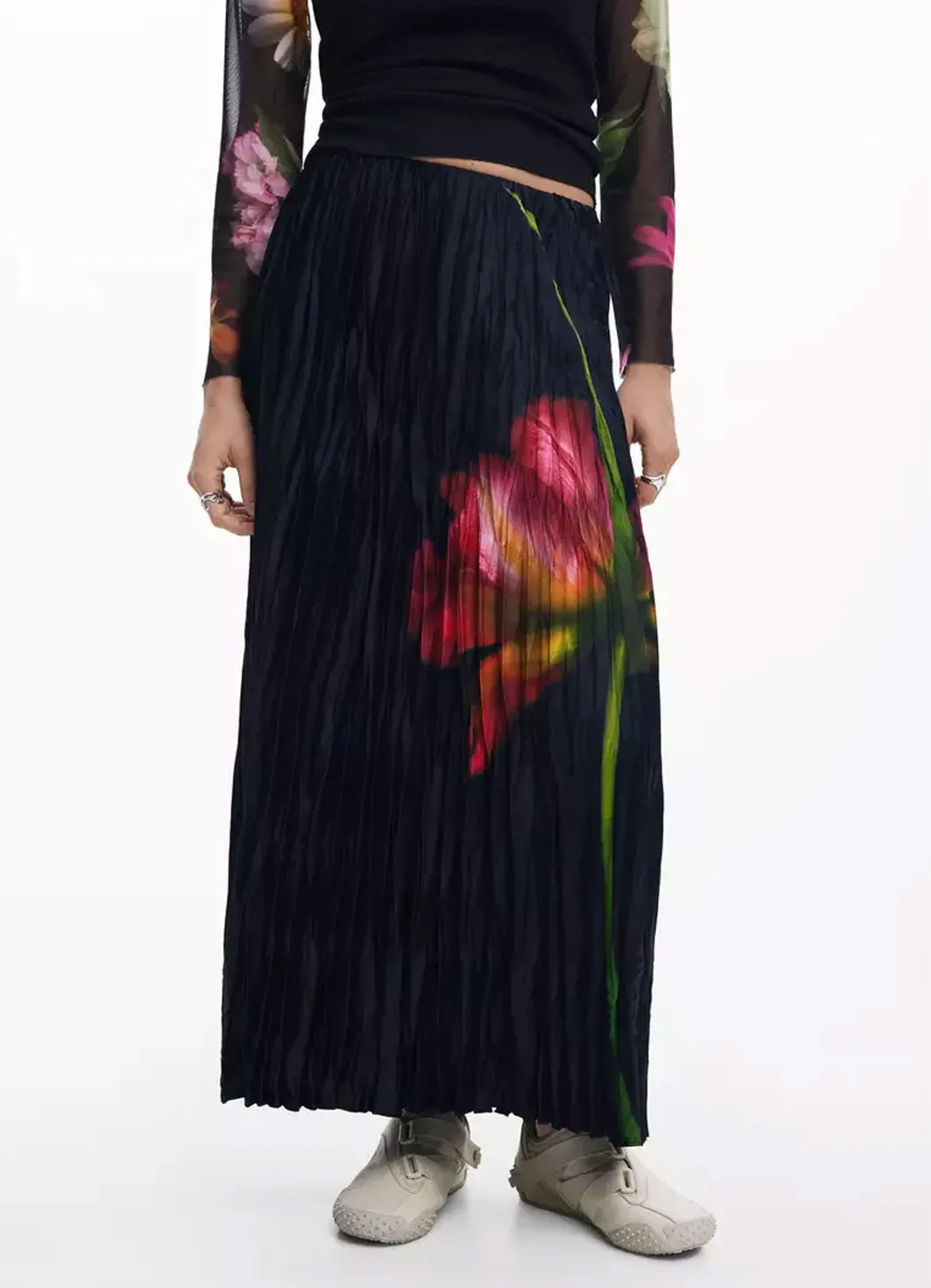 Desigual Floral Texture Skirt free feel