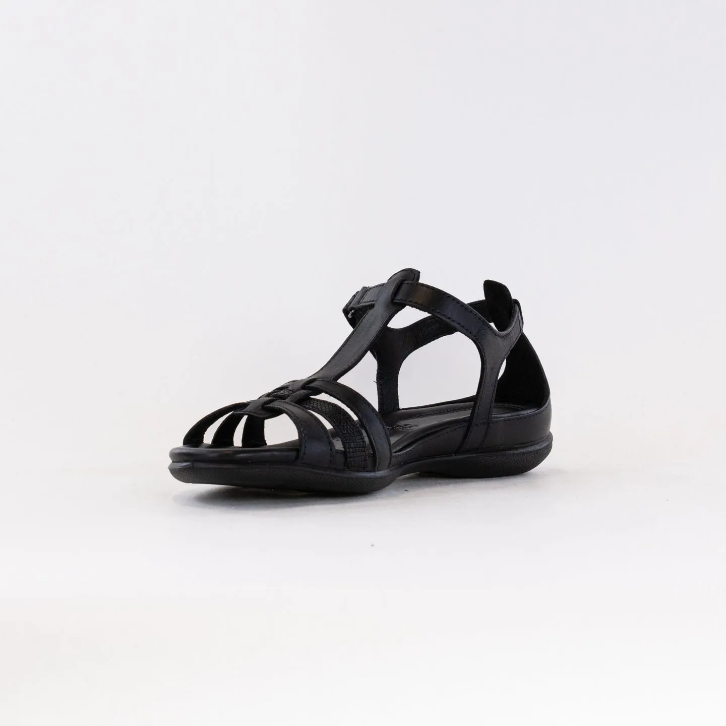 Ecco Flash T Strap Sandal (Women's) - Black Picnic Day