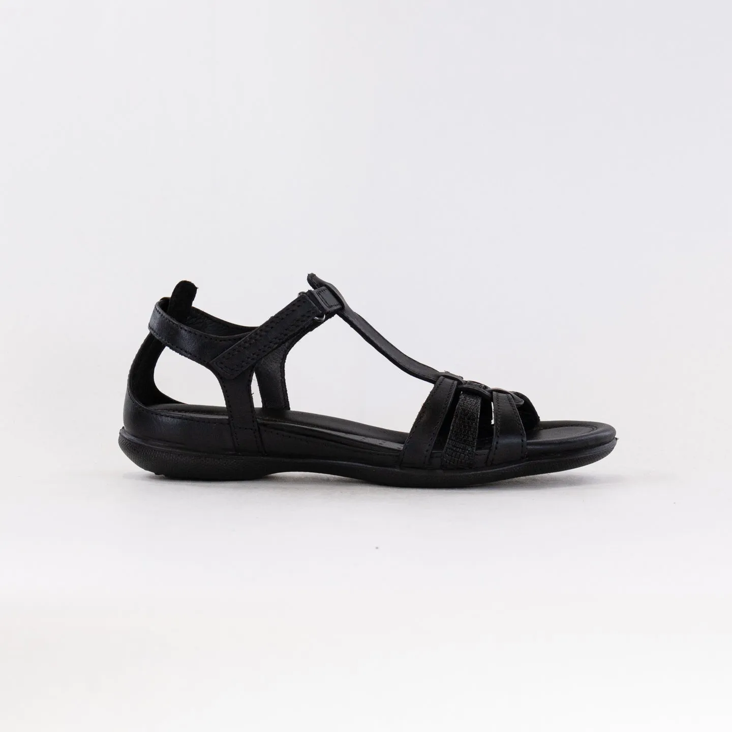 Ecco Flash T Strap Sandal (Women's) - Black Clean Step