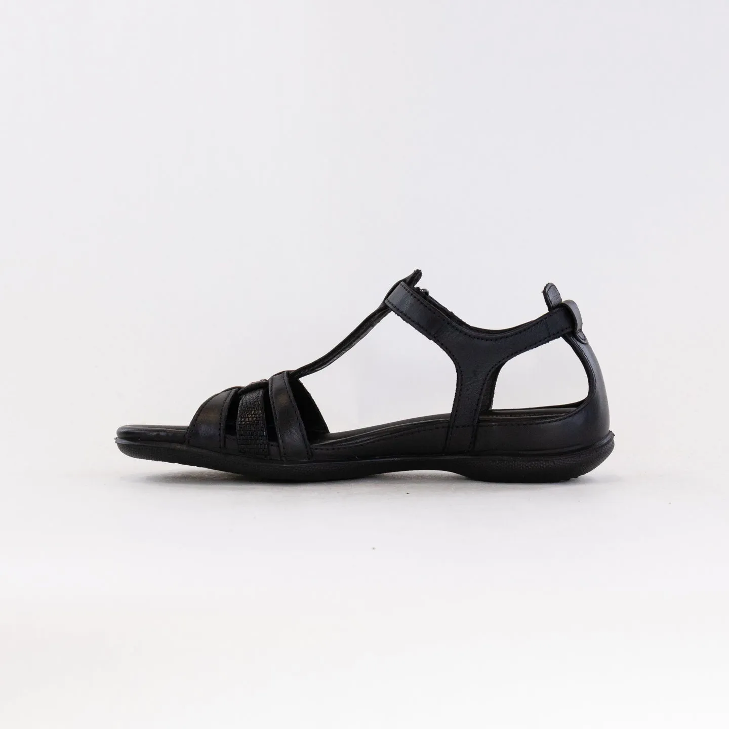 Ecco Flash T Strap Sandal (Women's) - Black Stay Cool