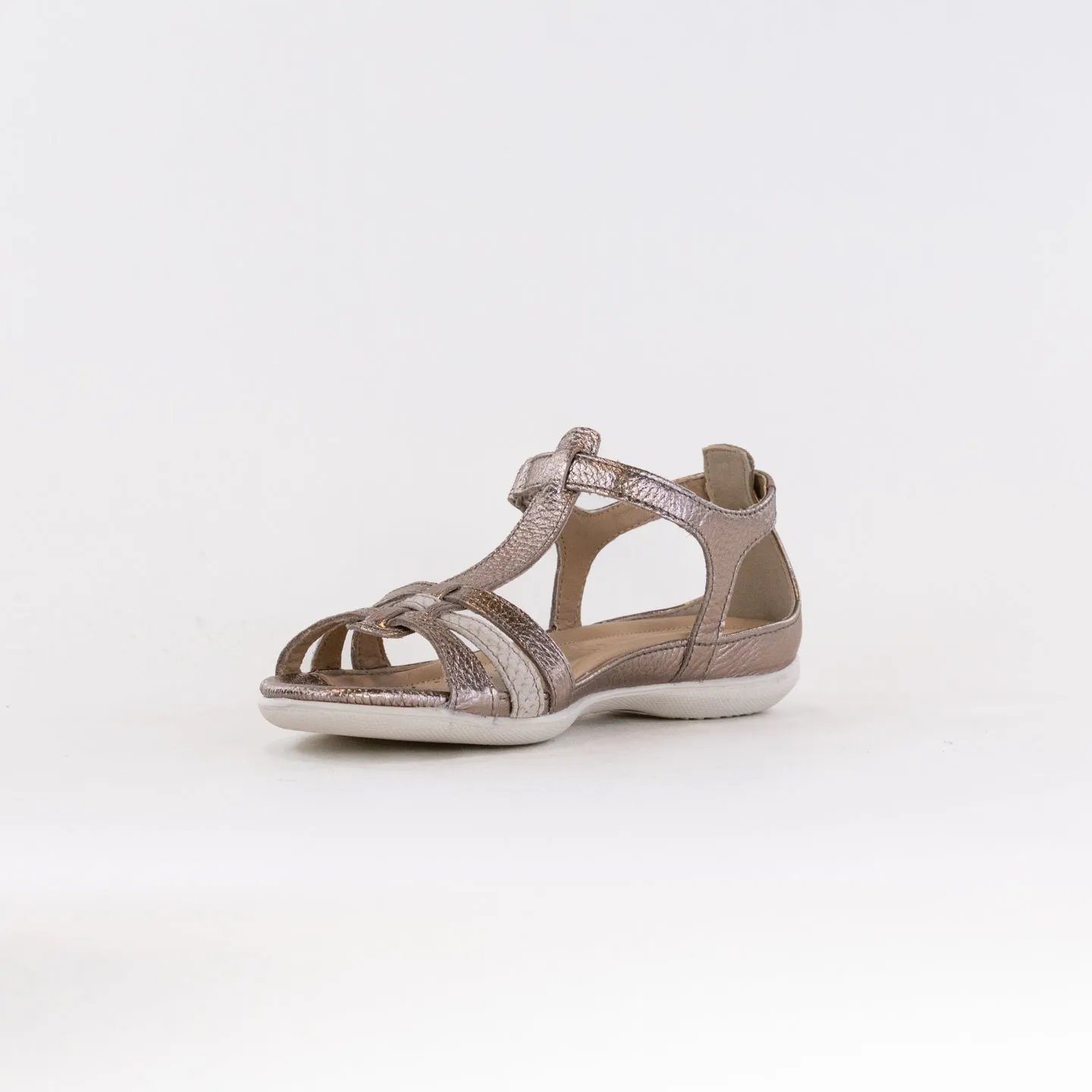Ecco Flash T-Strap Sandal (Women's) - Warm Grey Mettallic/Moon Rock Skin Breath