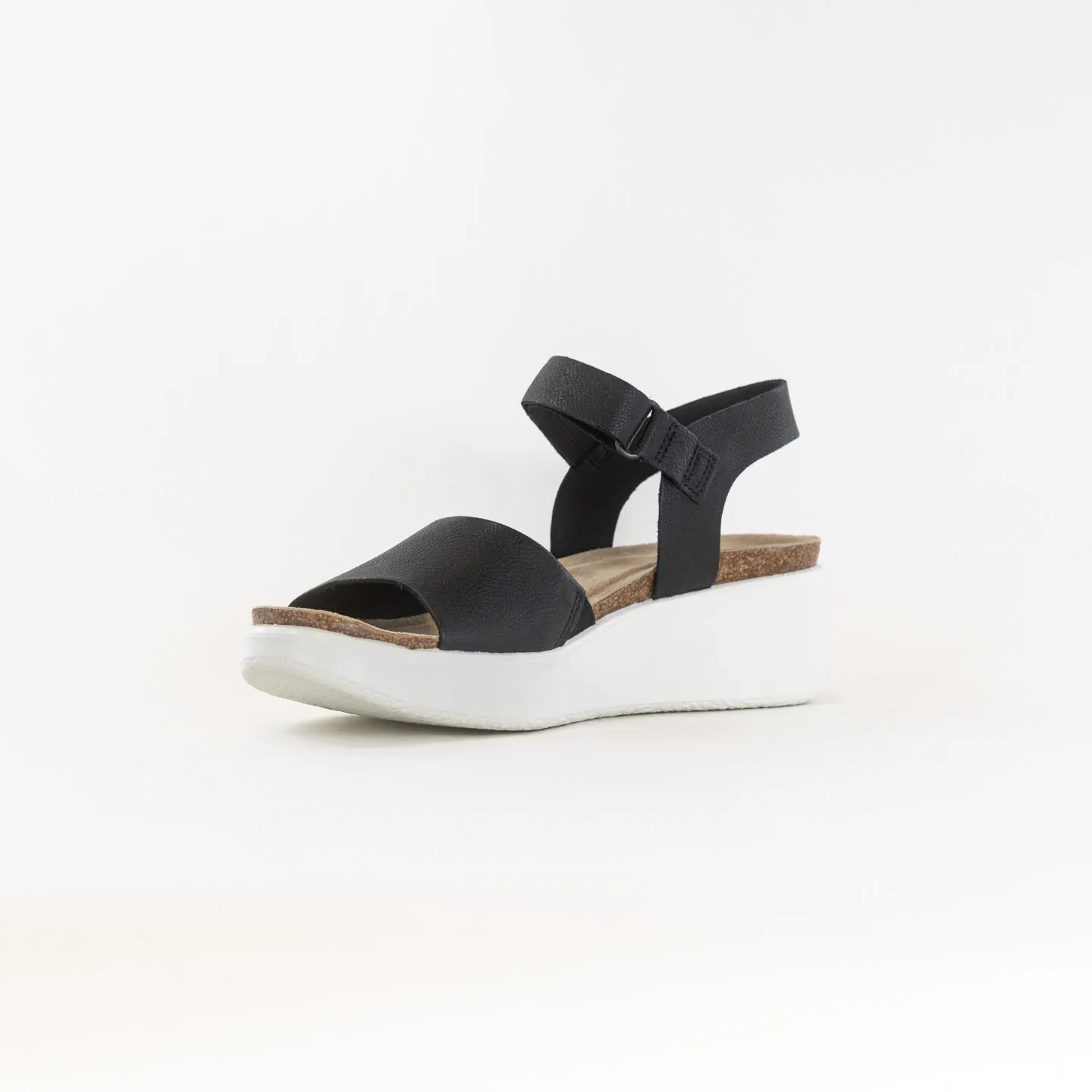 ECCO Flowt Wedge Cork Sandal (Women's) - Black Fresh Step
