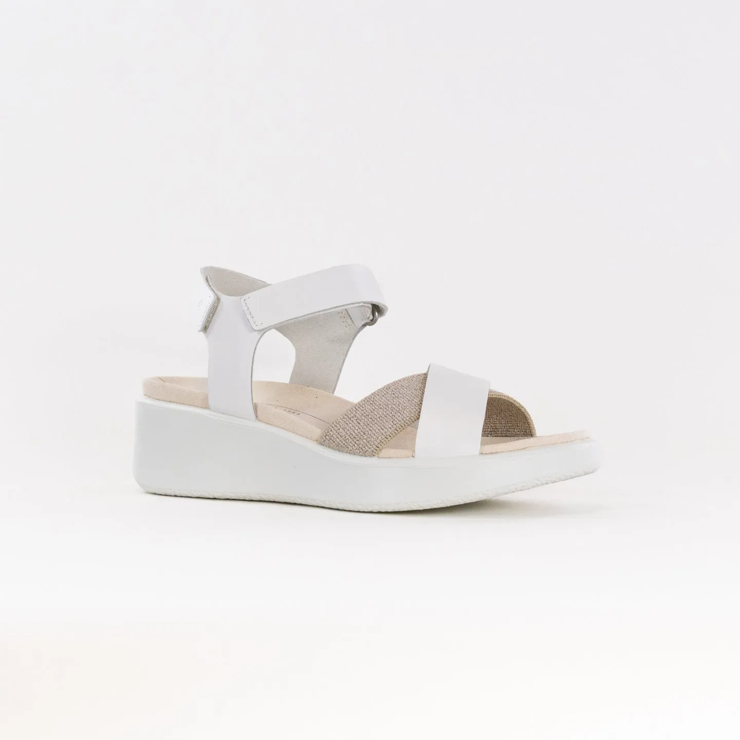 Ecco Flowt Wedge LX W Crossband (Women's) - White Free Move