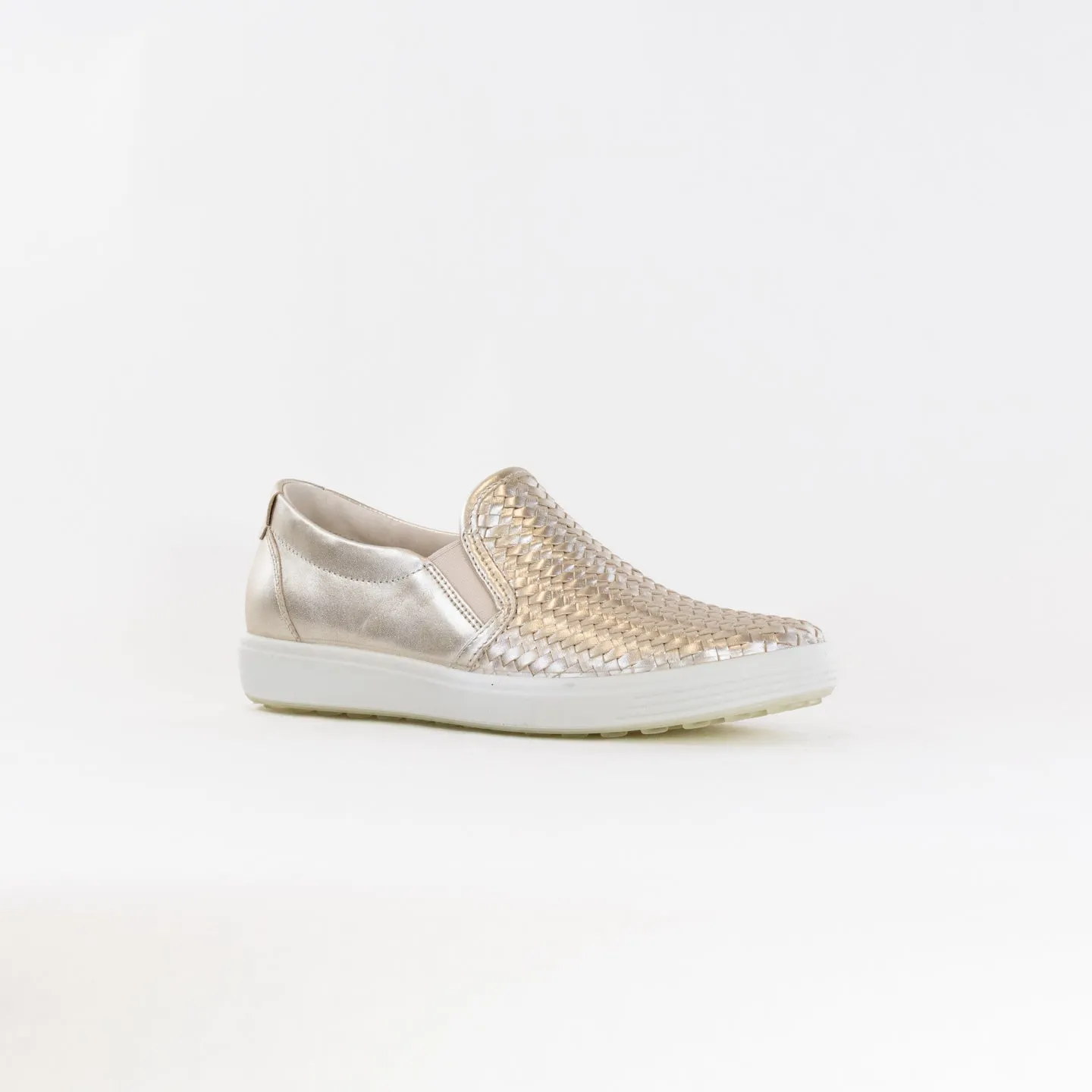 Ecco Soft 7 Woven Slip-on 2.0 (Women's) - Pure White Gold eco path