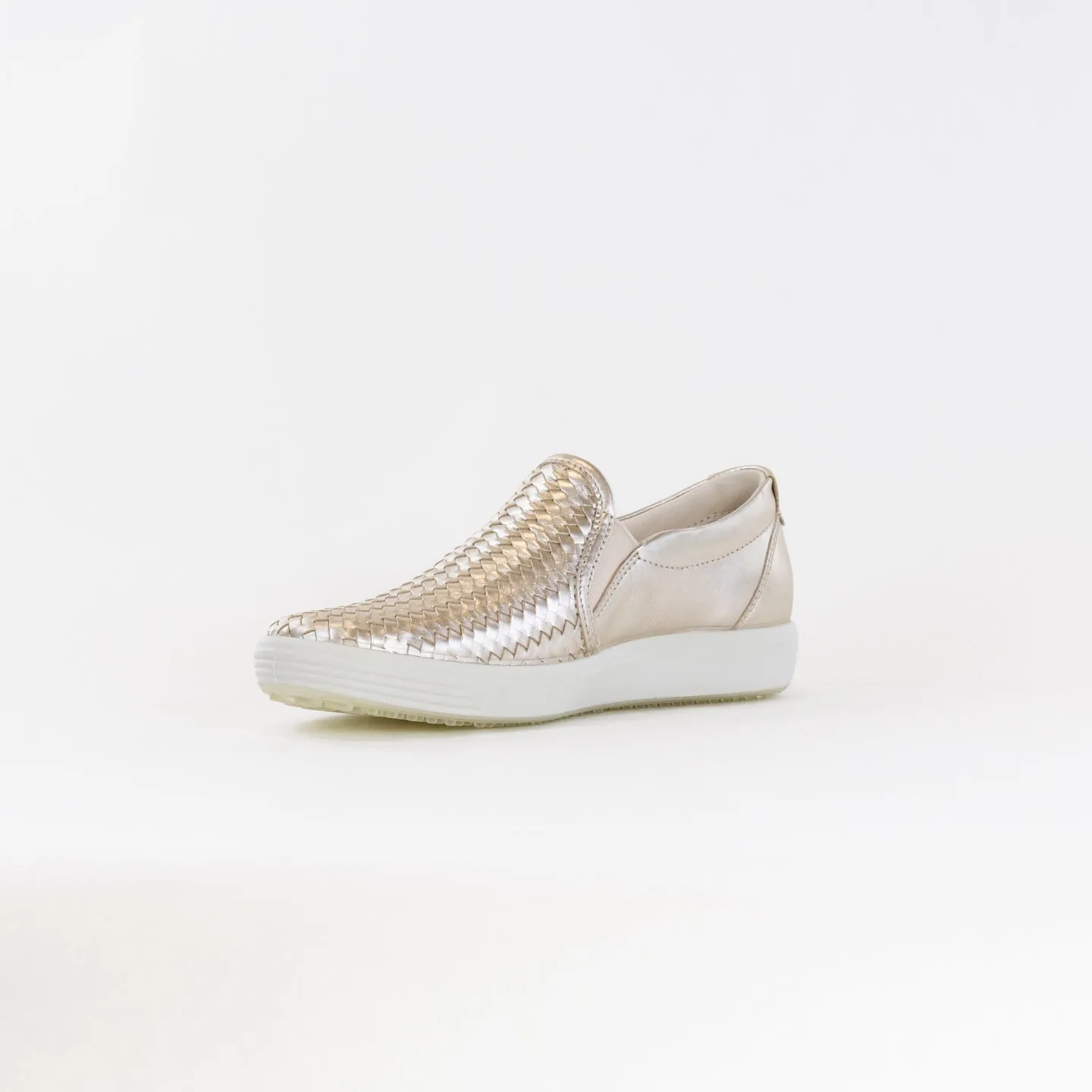 Ecco Soft 7 Woven Slip-on 2.0 (Women's) - Pure White Gold seasonless design