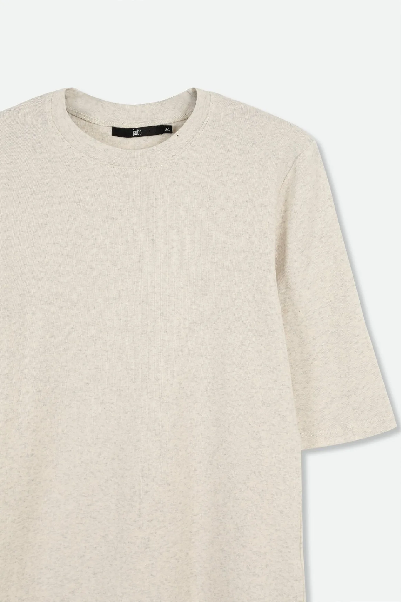ELBOW SLEEVE CREW IN HEATHERED PIMA STRETCH still space