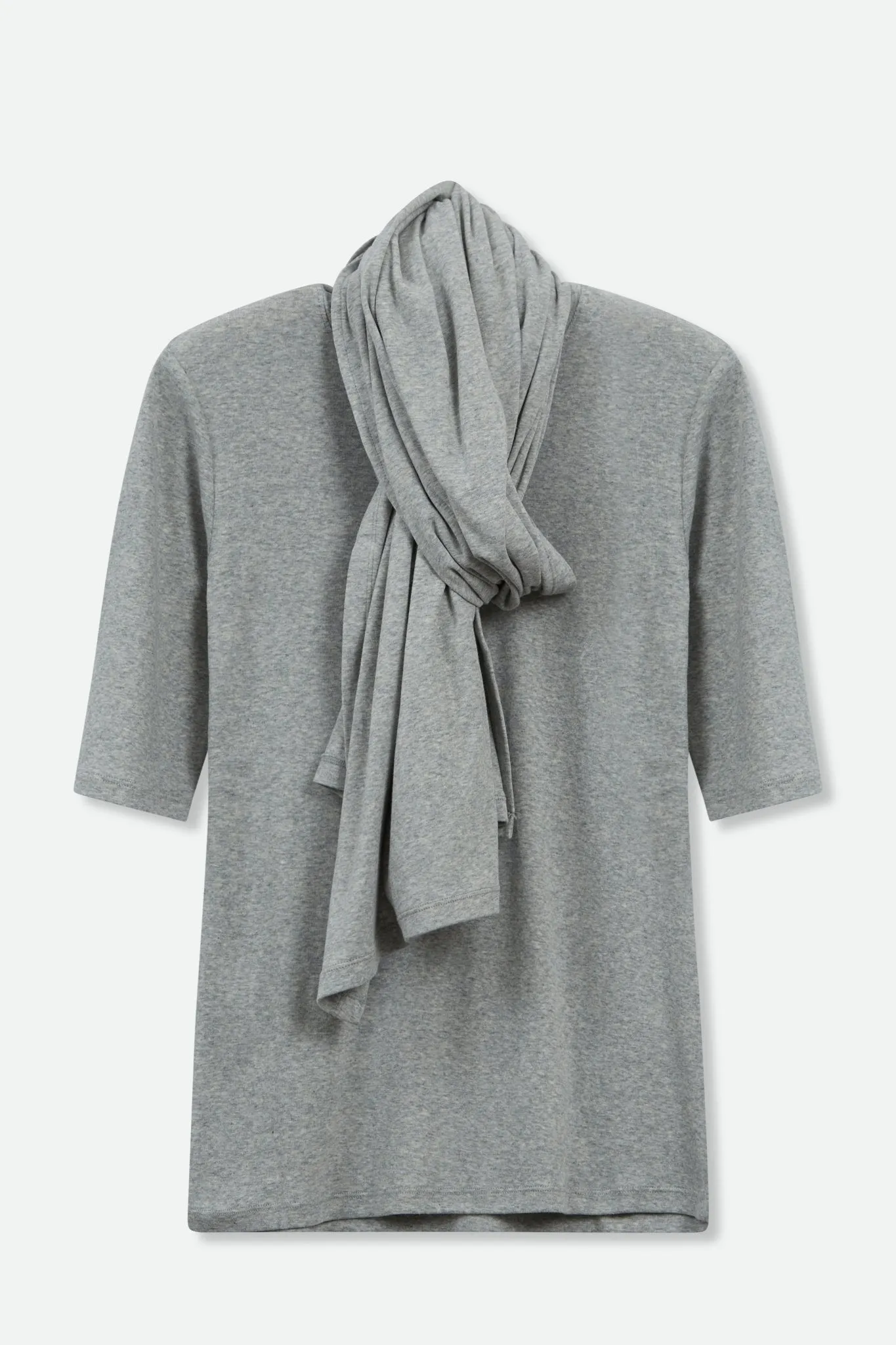 ELBOW SLEEVE CREW IN HEATHERED PIMA STRETCH subtle luxury