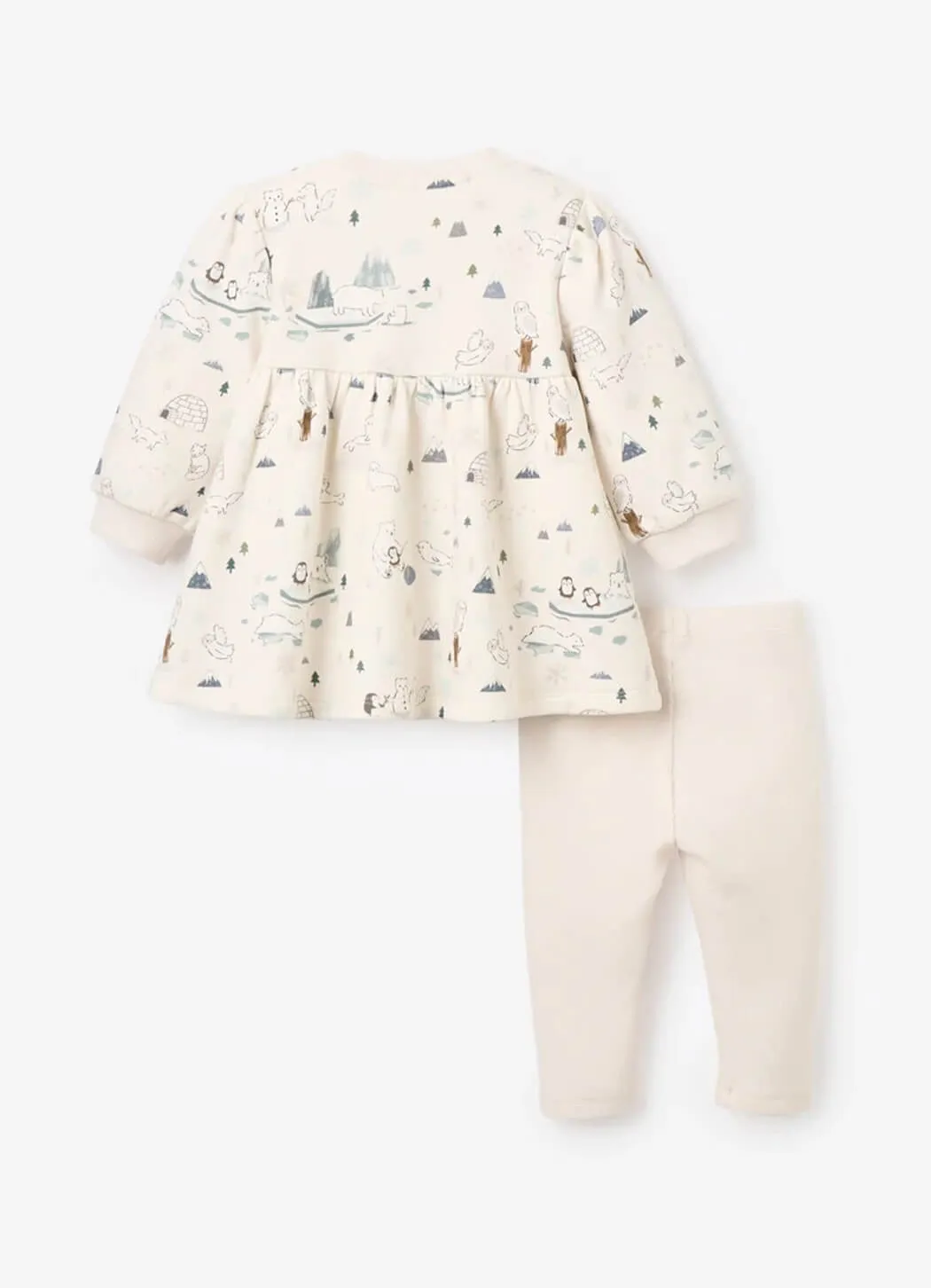 Elegant Baby Arctic Printed Organic Fleece Dress & Rib Legging Set studio fit