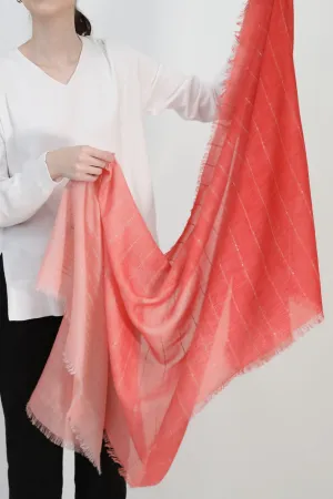 EMBELLISHED SALMON RED ITALIAN CASHMERE SCARF timeless wrap EMBELLISHED SALMON RED ITALIAN CASHMERE SCARF gift idea