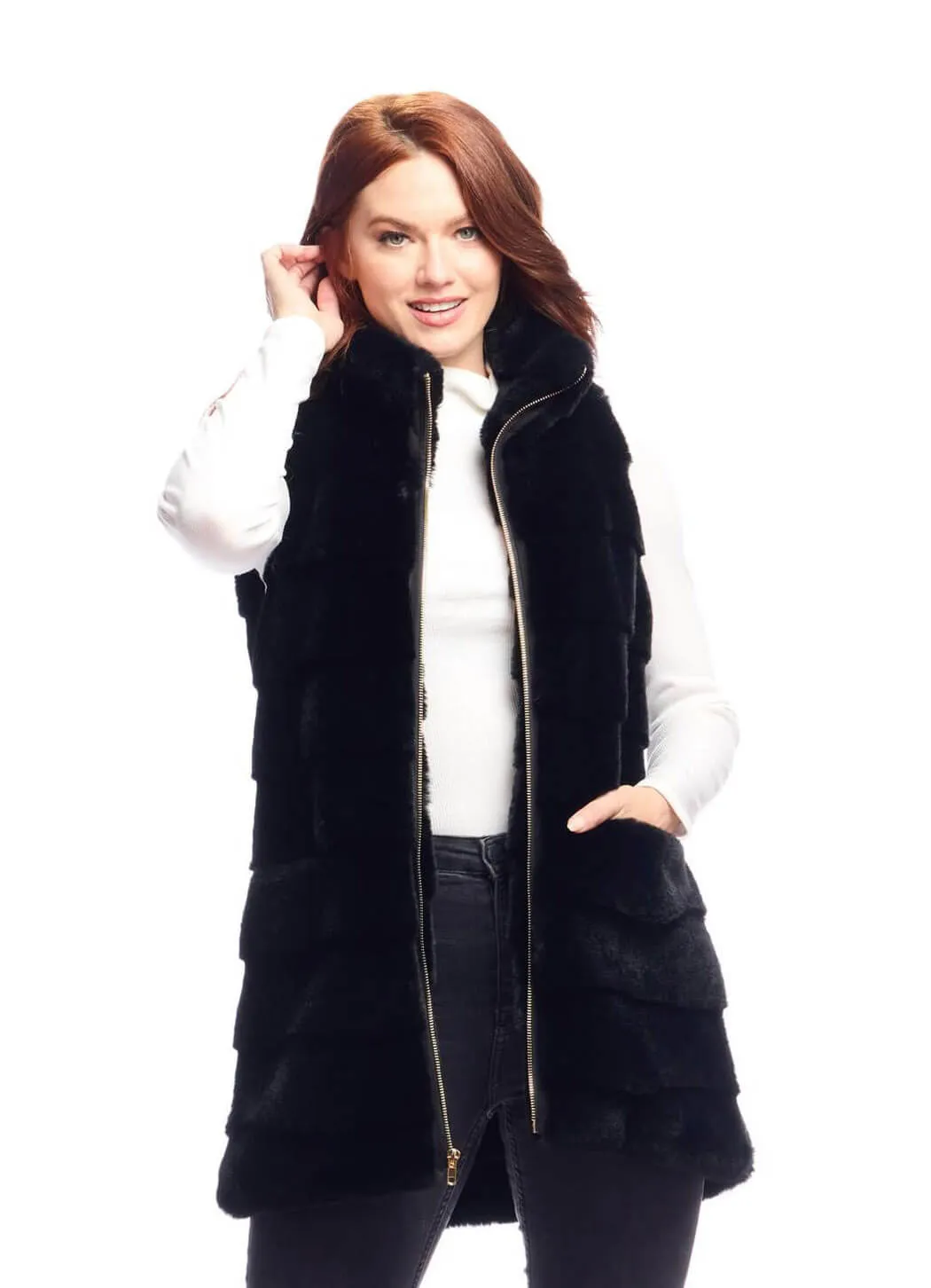 Fabulous Furs Faux Fur Weekender Vest light pack