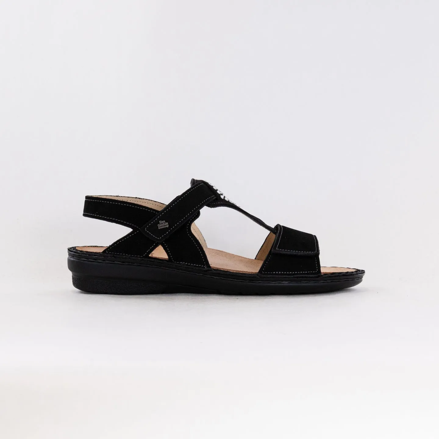Finn Comfort Calvia (Women's) - Black Nubuck Leather Gentle Ride