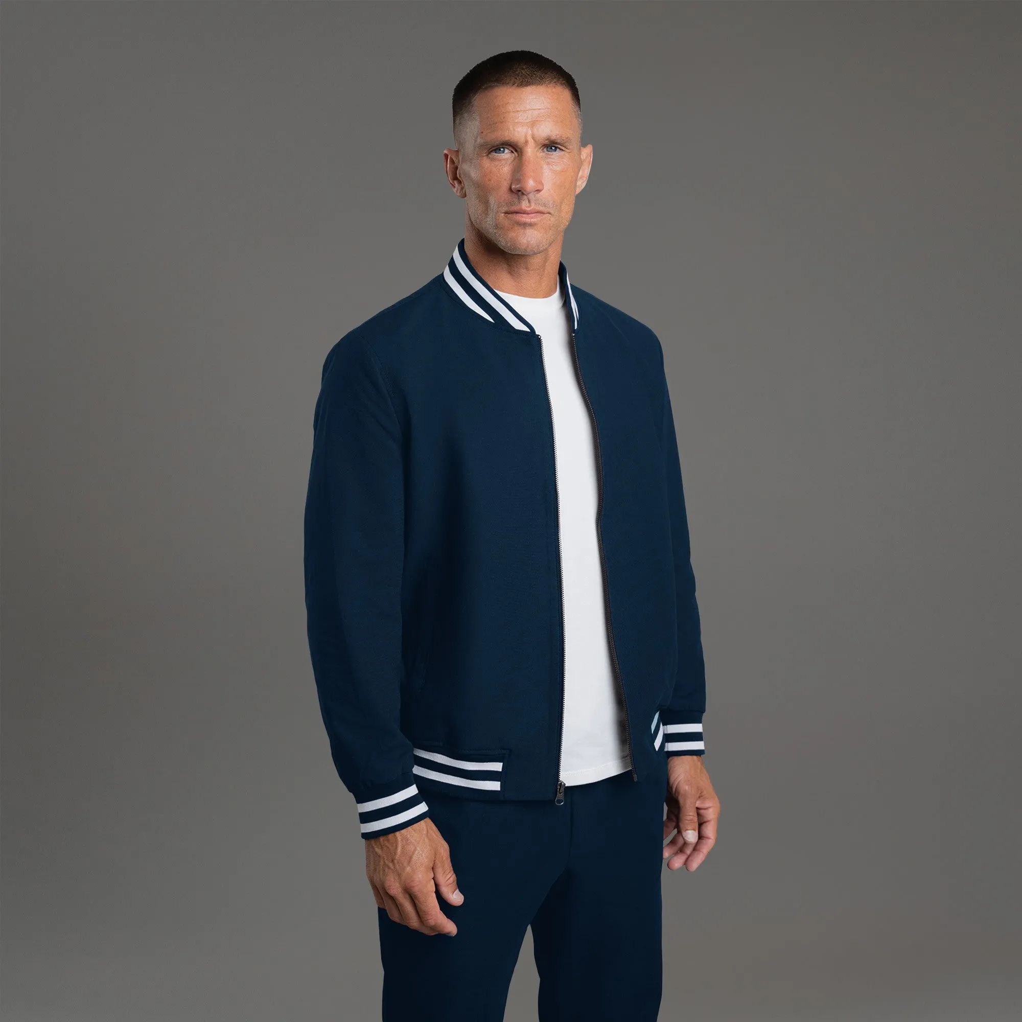 FlexTech Bomber - Varsity Nautical Blue style detail