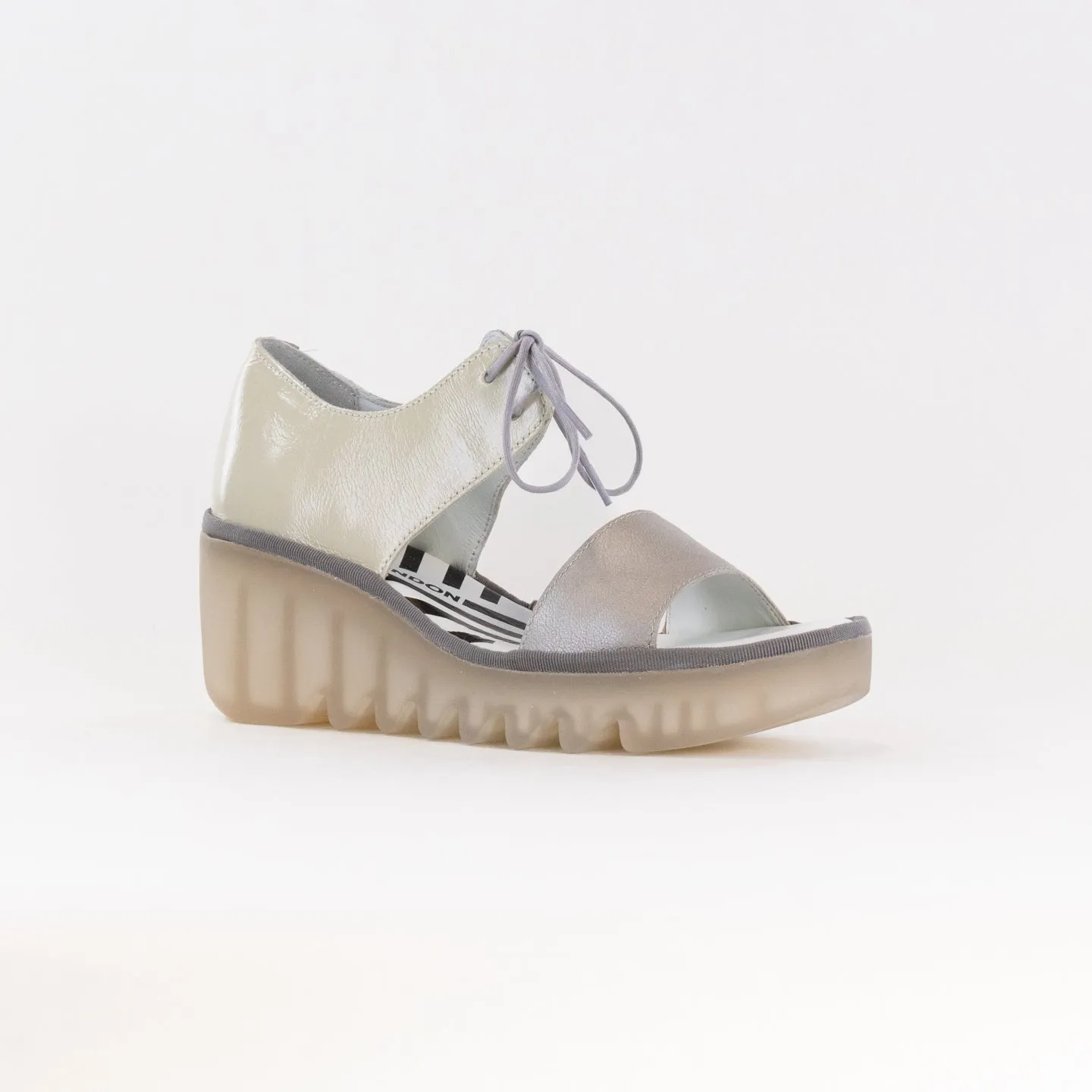 FLY London Crossover Sandals BILU465FLY (Women's) - Silver/Off White Clean Step