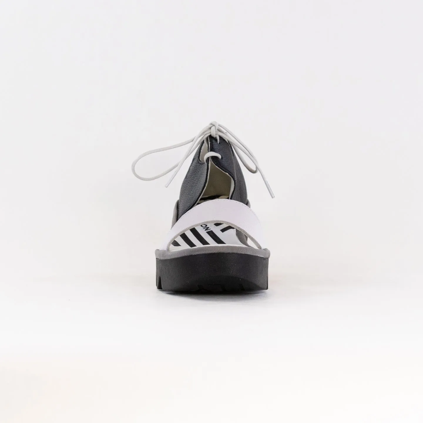 FLY London Crossover Sandals BILU465FLY (Women's) - White/Black Chic Ease