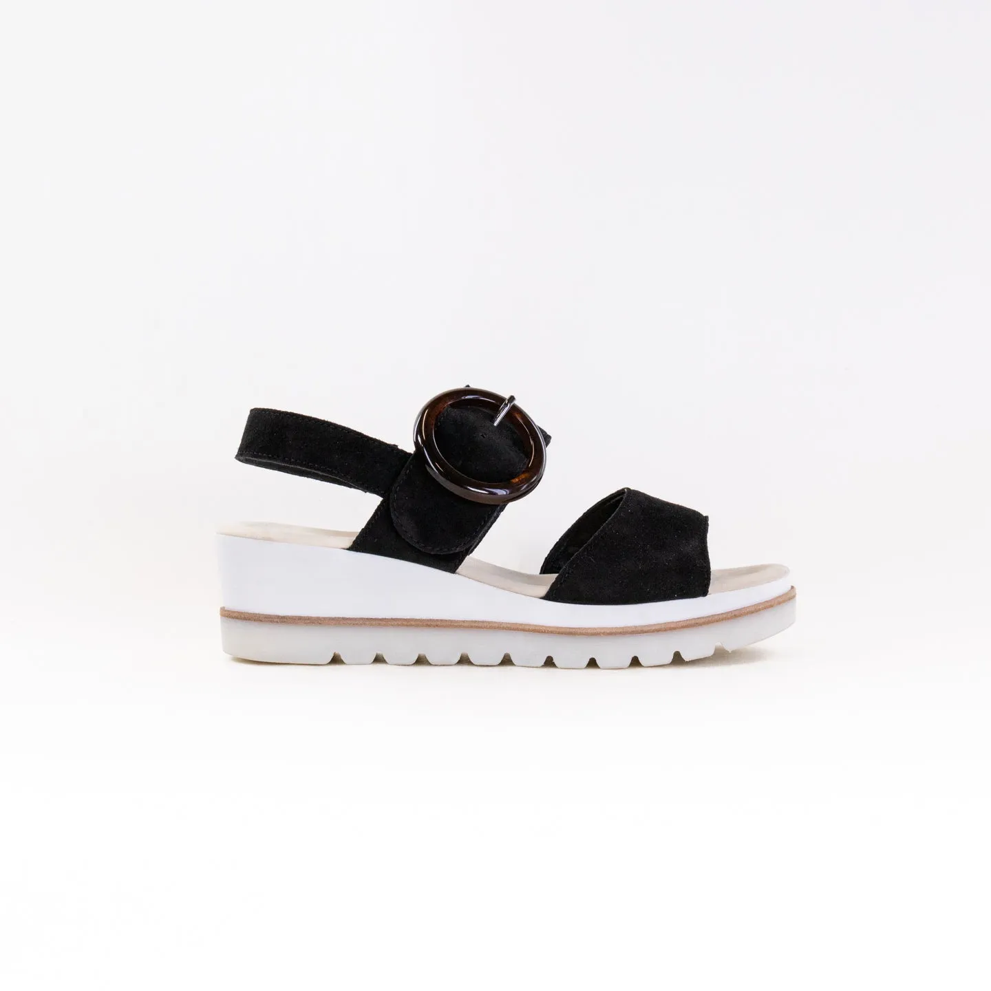 Gabor 24.645.37 Wedge Sandal (Women's) - Black Suede Calm Feet