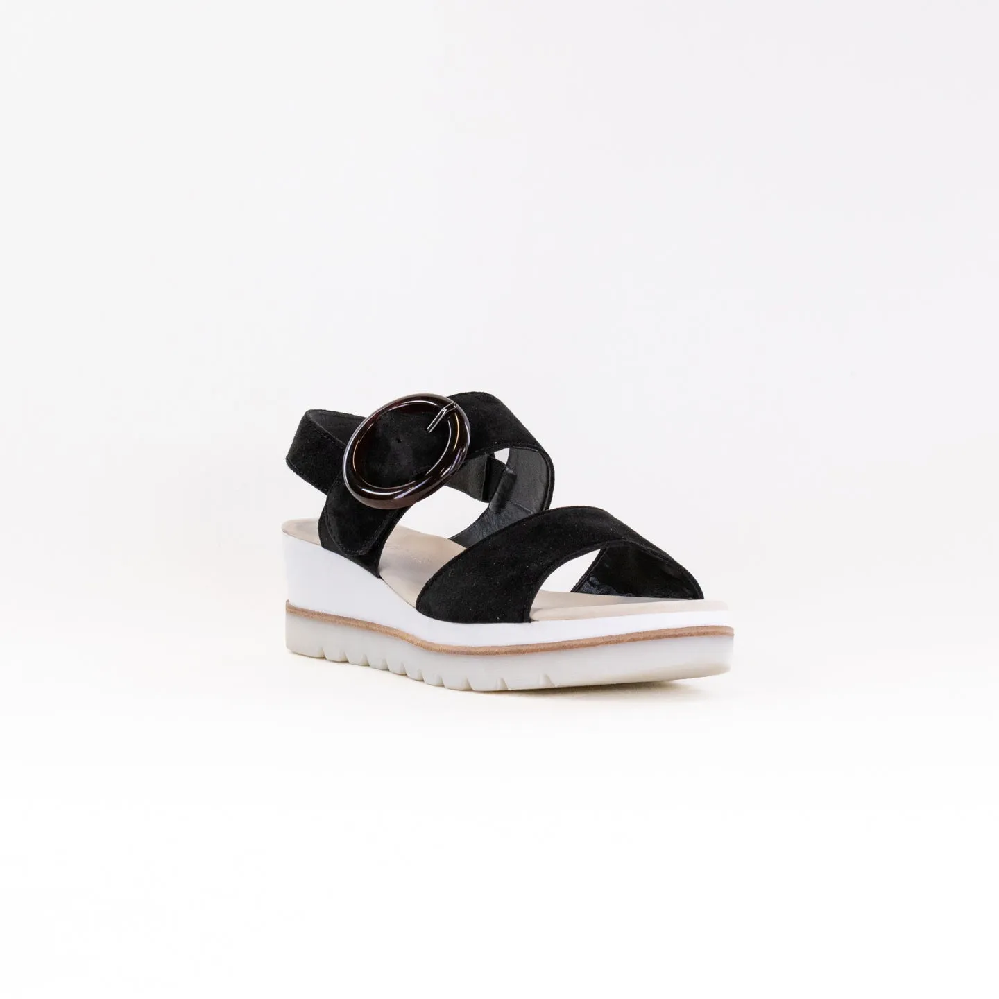 Gabor 24.645.37 Wedge Sandal (Women's) - Black Suede Soft Days