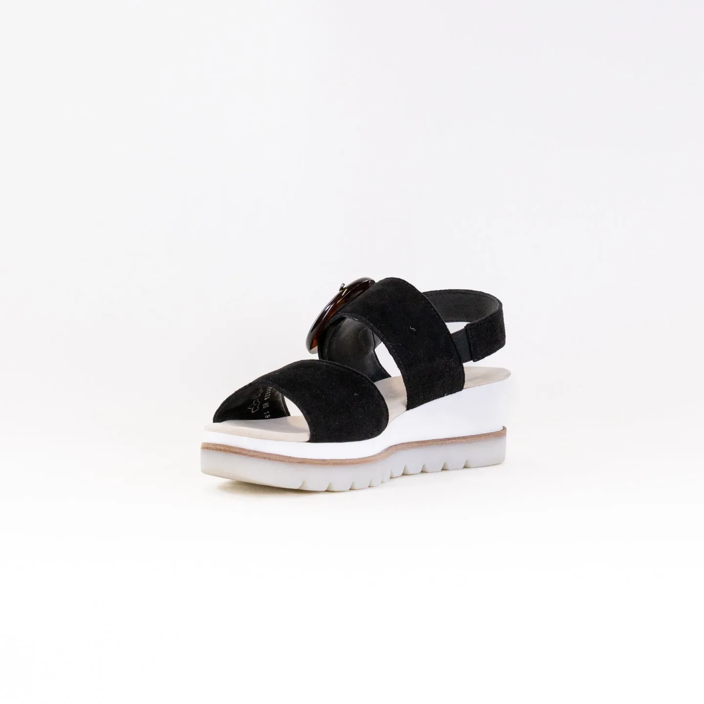 Gabor 24.645.37 Wedge Sandal (Women's) - Black Suede Relax Look