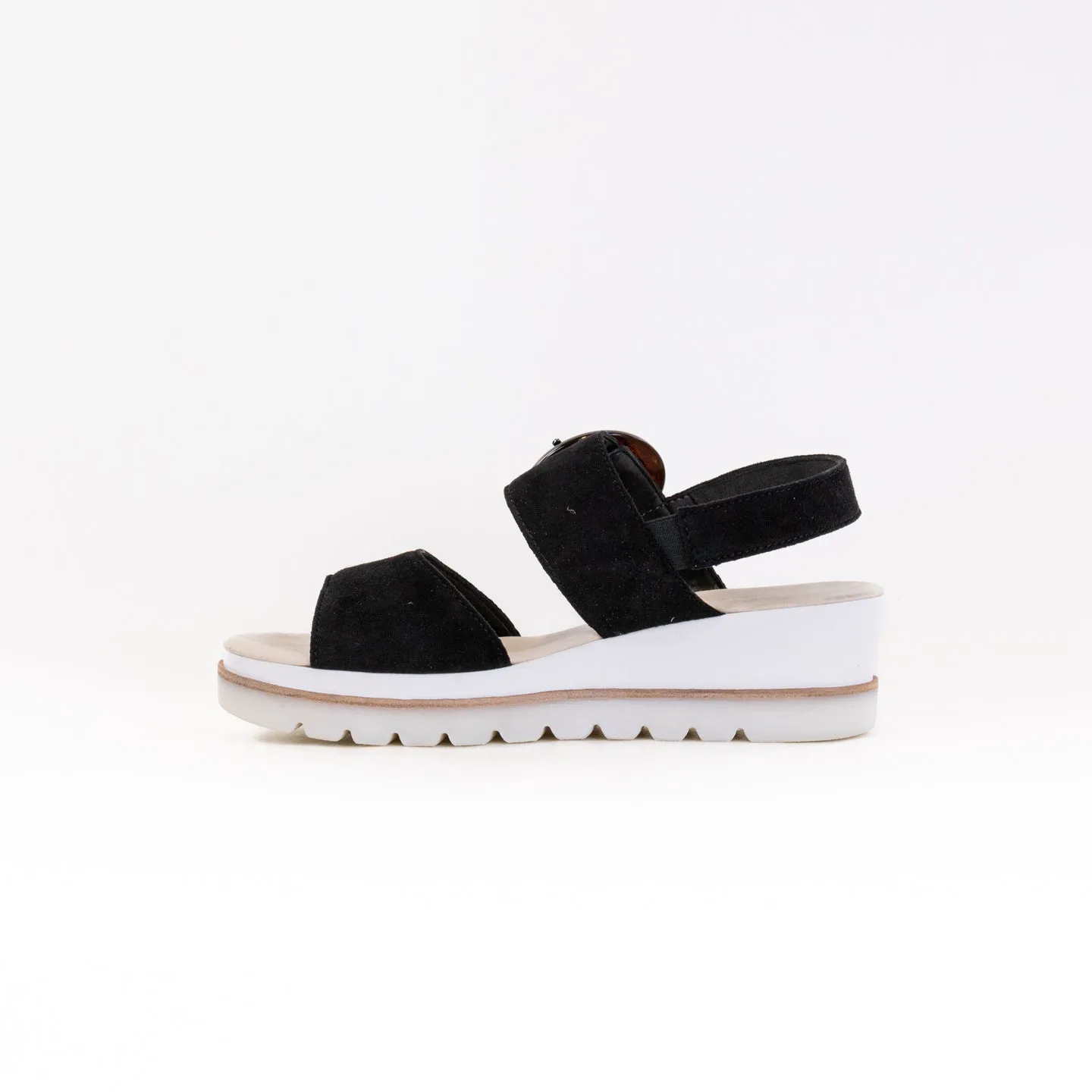Gabor 24.645.37 Wedge Sandal (Women's) - Black Suede Soft Support