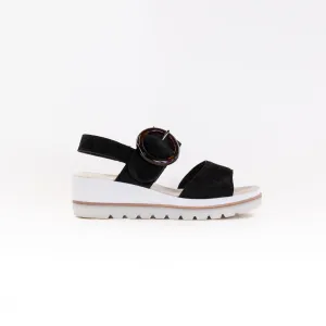 Gabor 24.645.37 Wedge Sandal (Women's) - Black Suede Carefree Mood Gabor 24.645.37 Wedge Sandal (Women's) - Black Suede Calm Feet