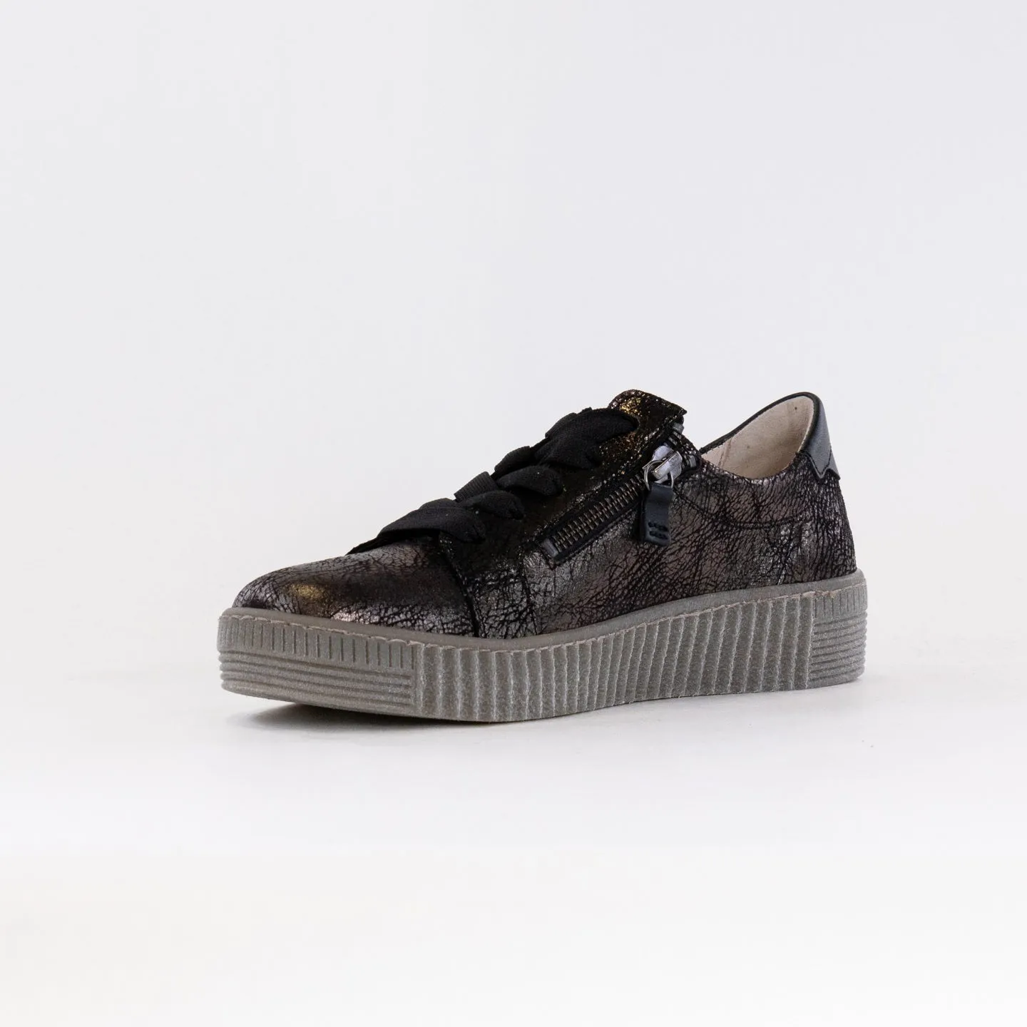 Gabor Zip Sneaker 33.334.37 (Women's) - Black Metallic padded ankle