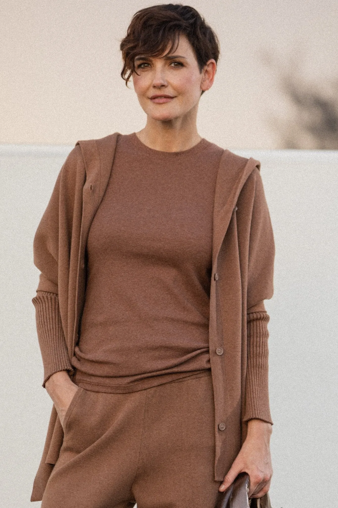 HARPER HOODED CAPE IN DOUBLE KNIT PIMA COTTON STRETCH body ease