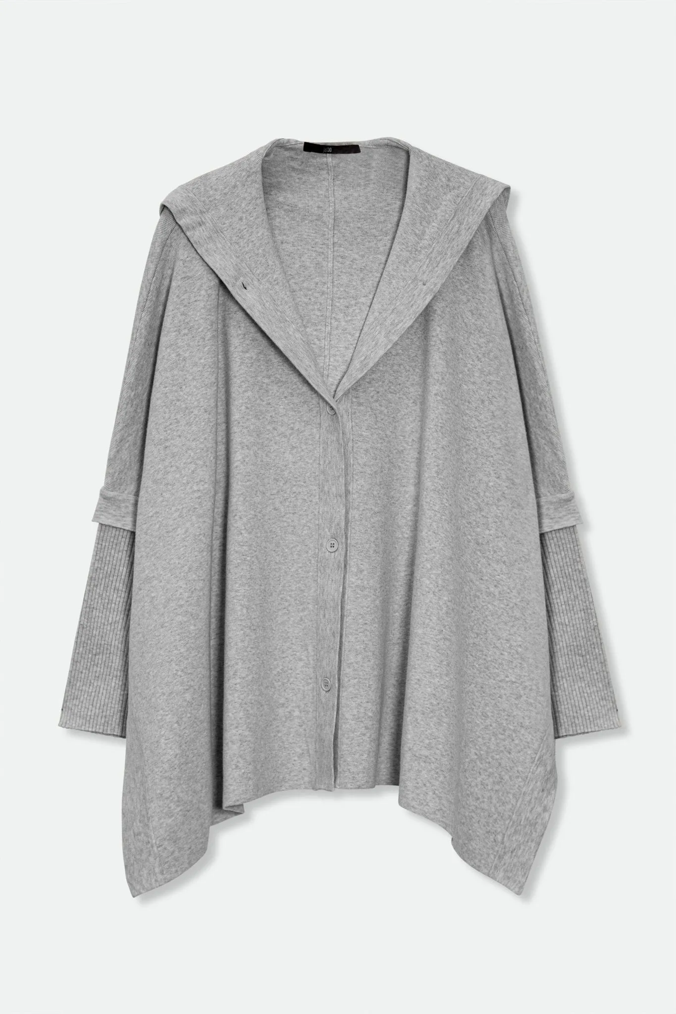 HARPER HOODED CAPE IN DOUBLE KNIT PIMA COTTON STRETCH clean edge