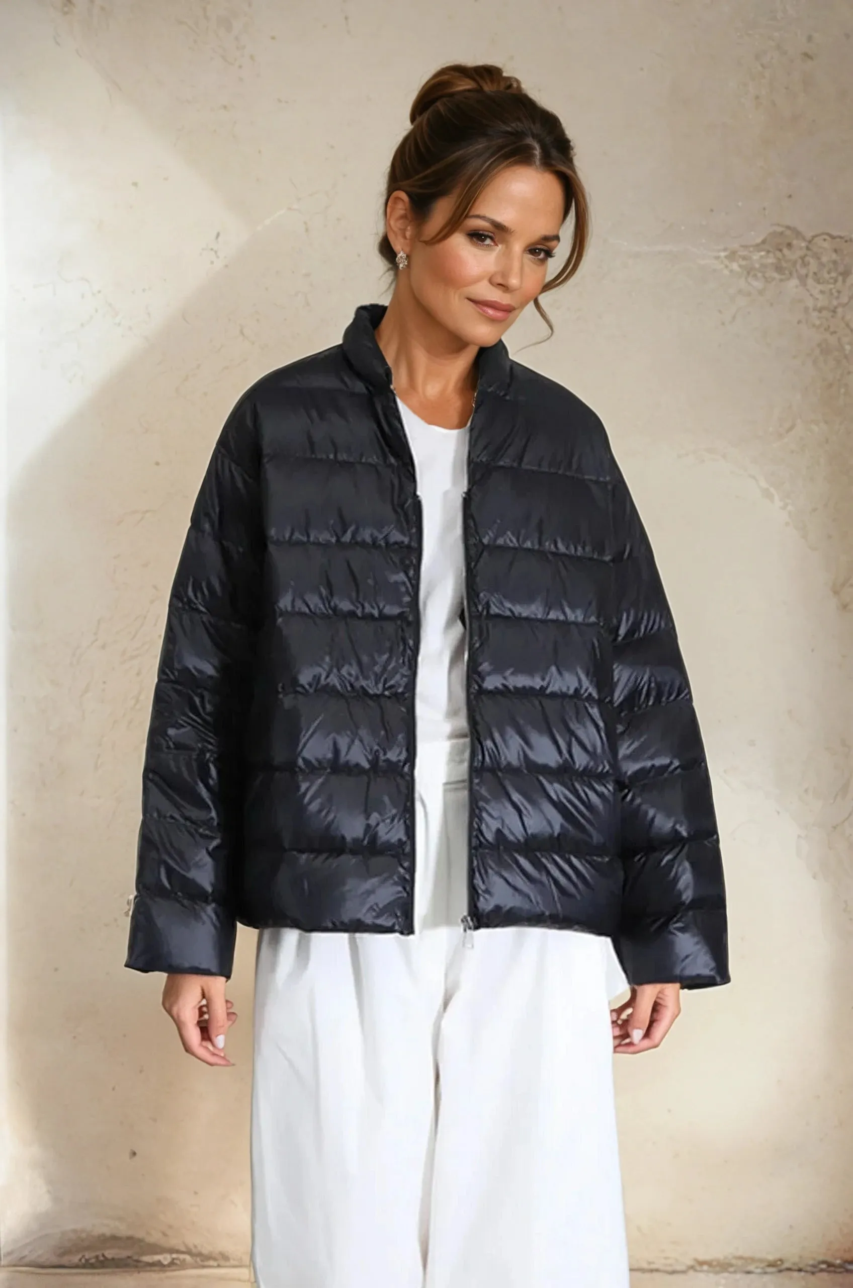 HEIDI LONG SLEEVE ZIP IN ULTRALIGHT GOOSE DOWN warm choice