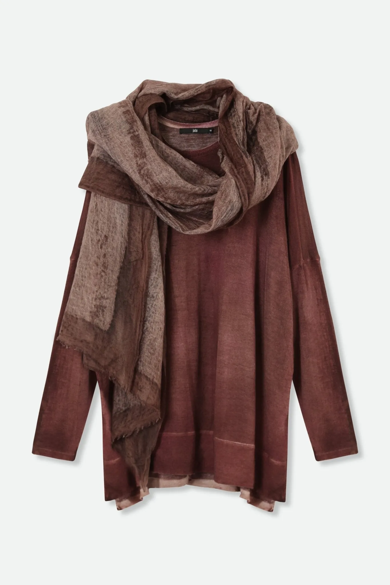 HENRY BOYFRIEND CREW IN HAND-DYED CASHMERE BROWN nature vibe