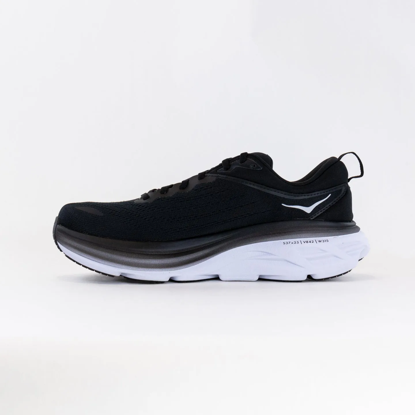 Hoka Bondi 8 (Men's) - Black/White heel ease