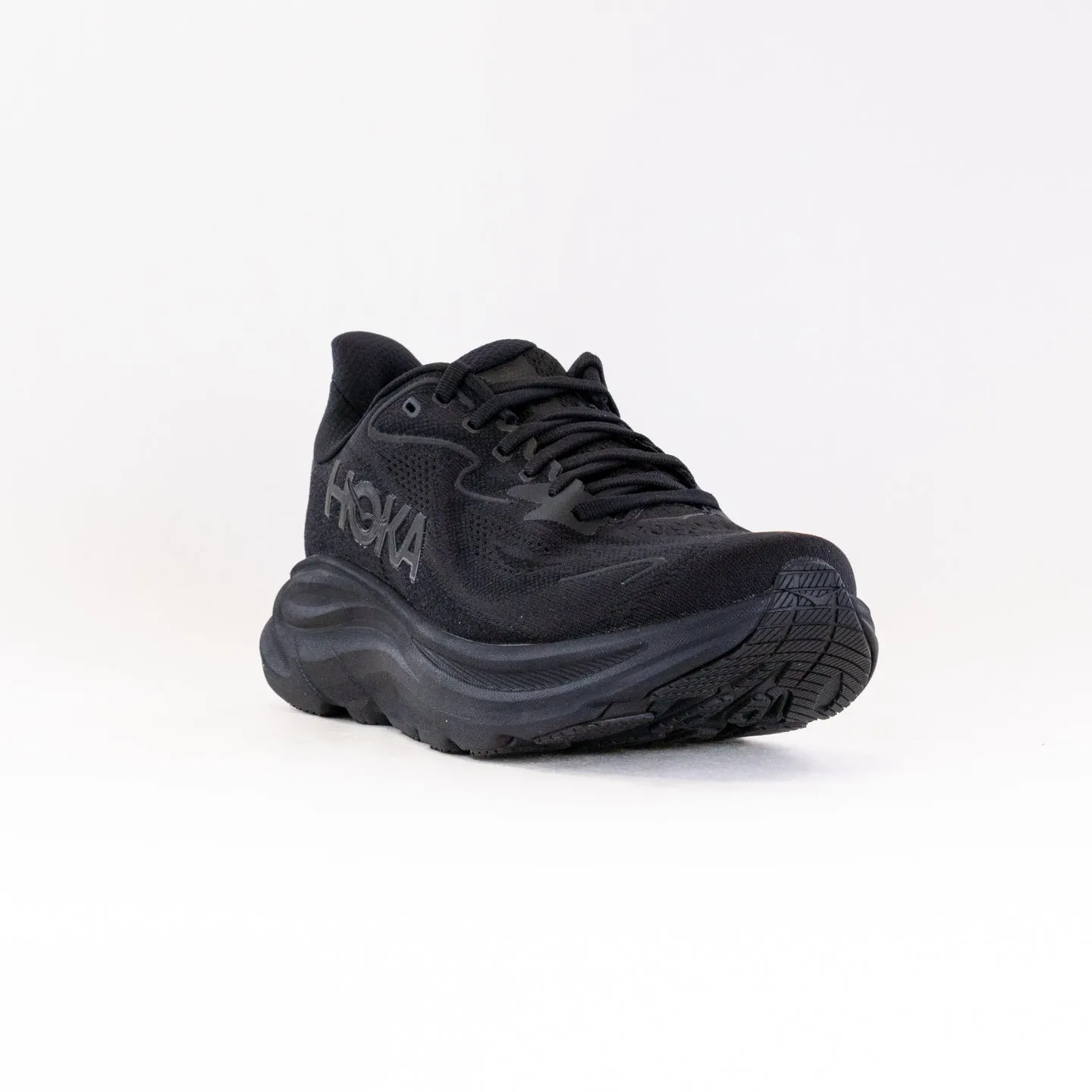 Hoka Clifton 10 Wide (Men's) - Black/Black heel ease