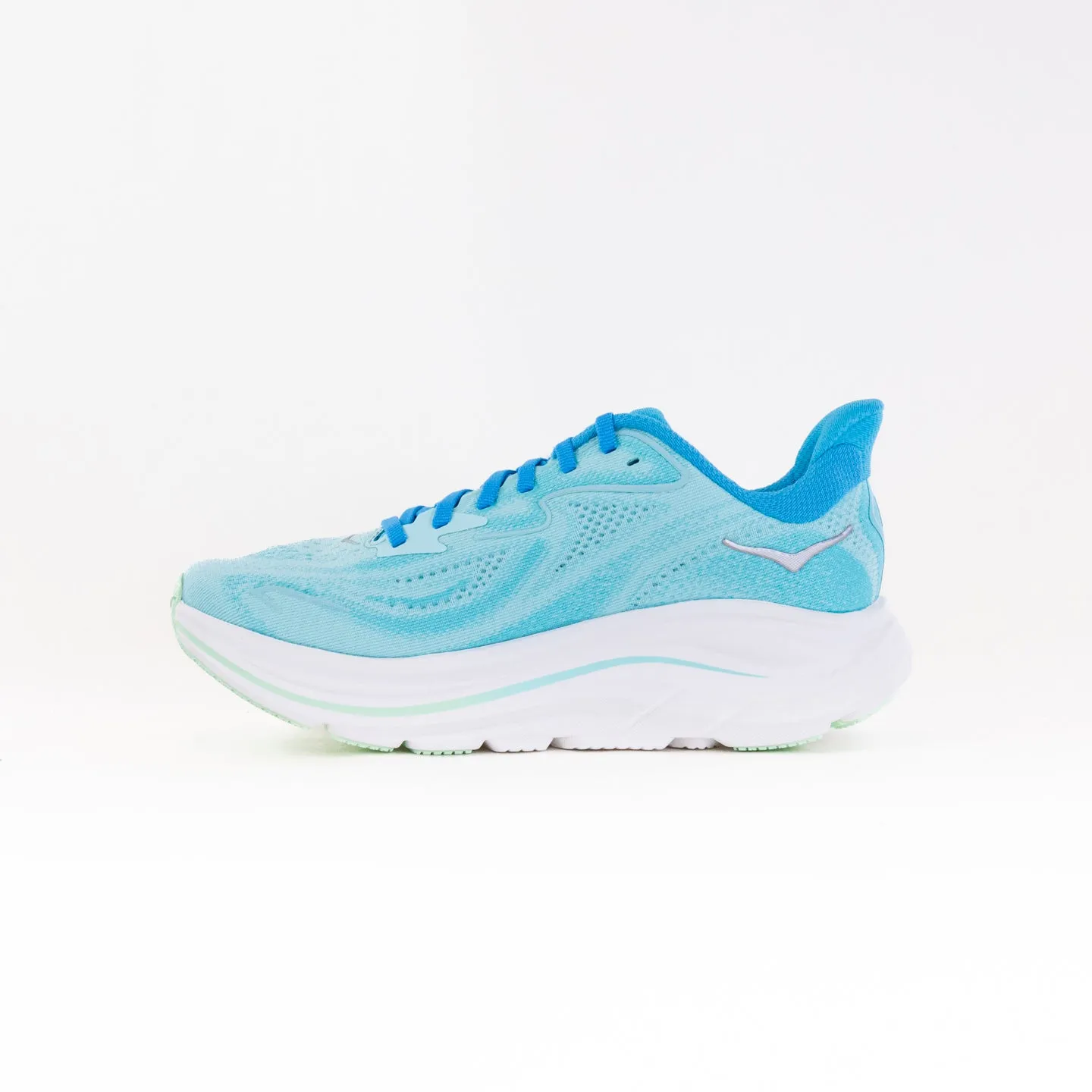 Hoka Clifton 10 Wide (Women's) - Skyward Blue/Cielo Blue heel ease