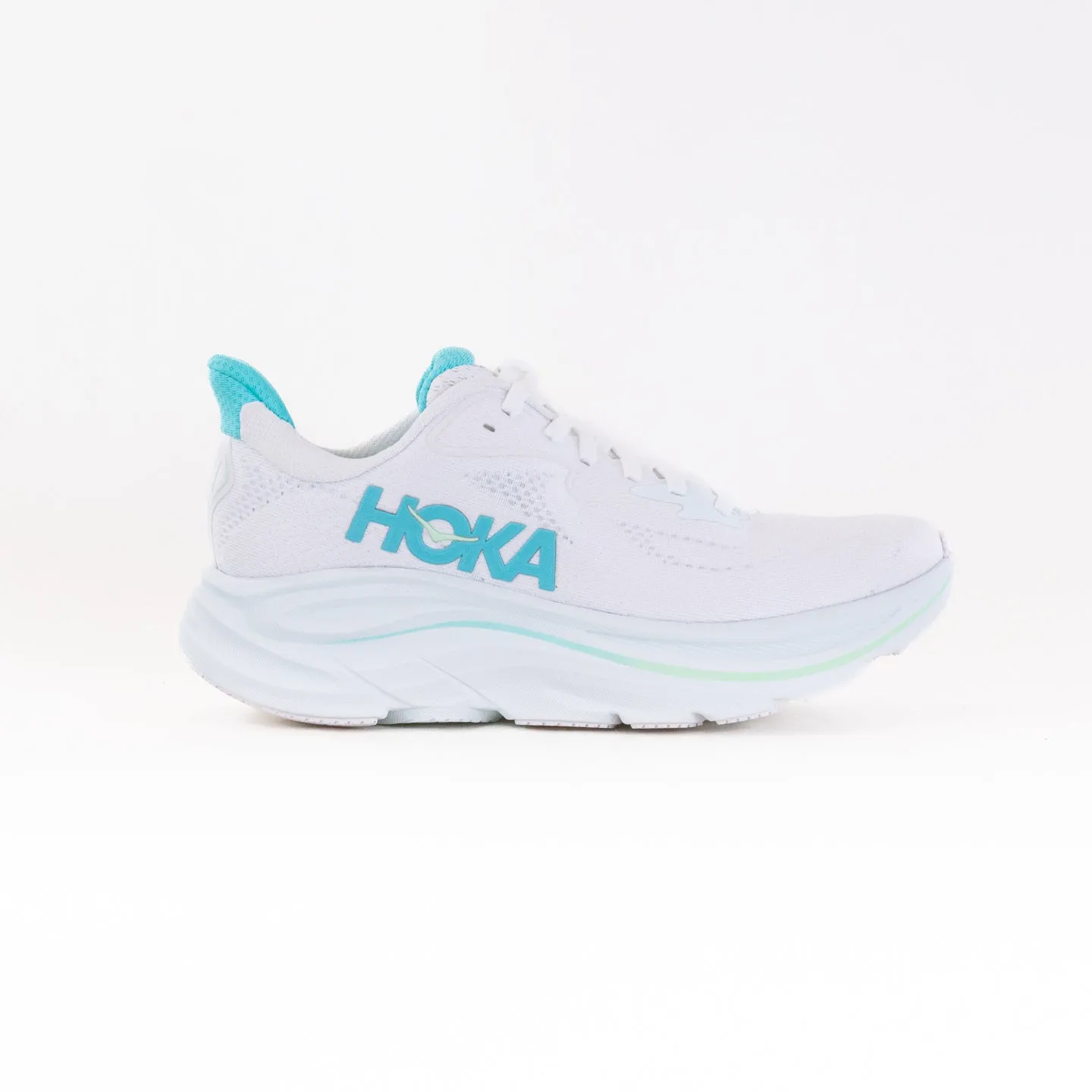 Hoka Clifton 10 (Women's) - White/Cielo Blue foam boost